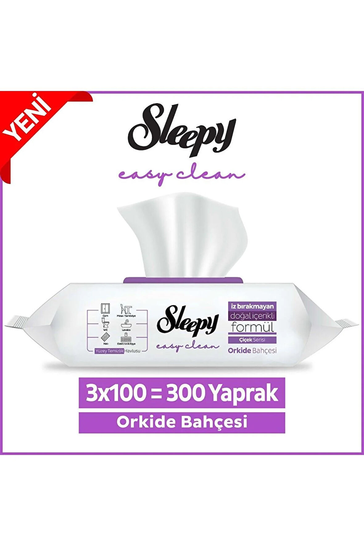 Sleepy Easy Clean Orkide Bahçesi Yüzey Temizlik Havlusu&mendili 3x100 (300 YAPRAK)