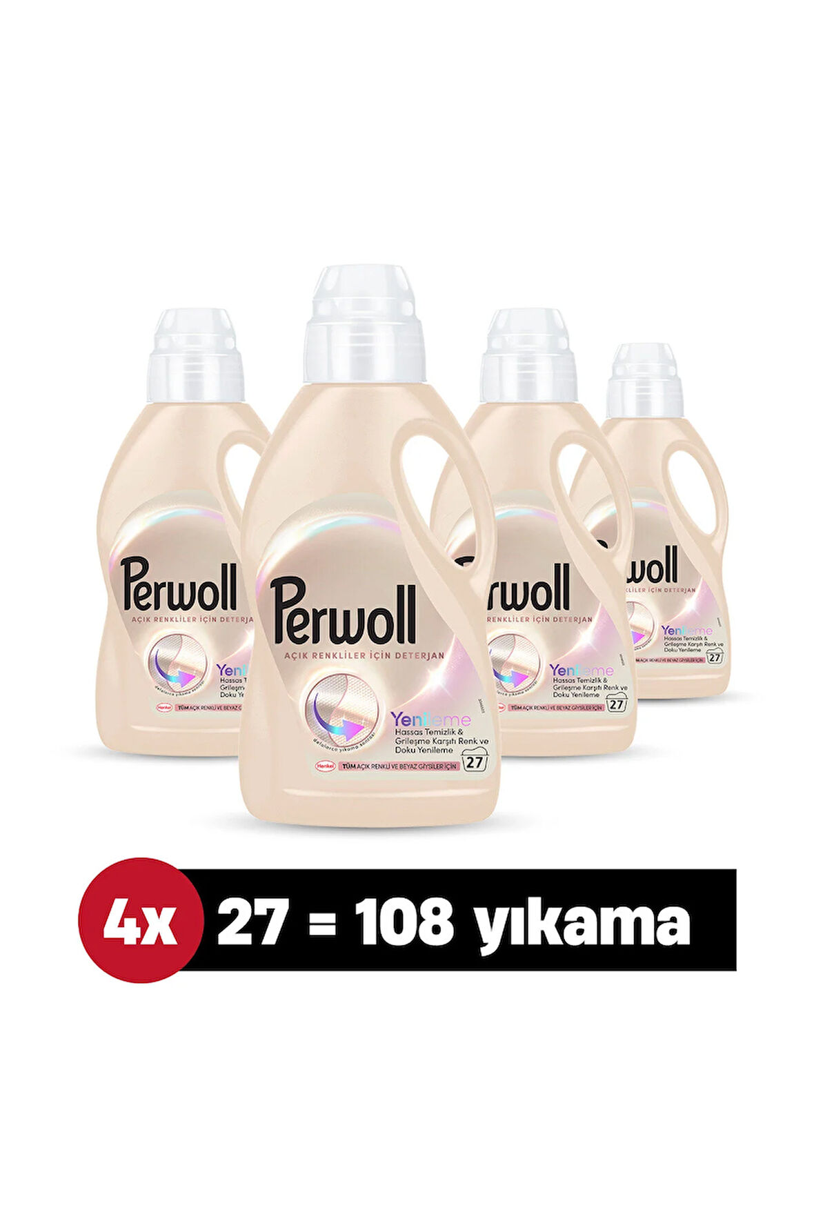 Perwoll Hassas Bakım Sıvı Çamaşır Deterjanı Açık Renkliler 4'lü set 1485 ml (108 Yıkama)