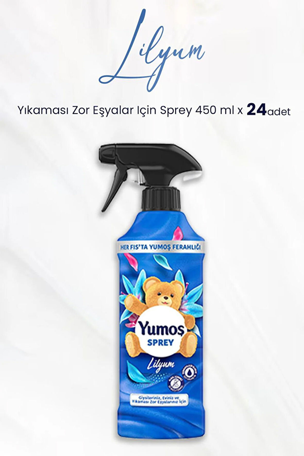 Yumoş Sprey Yıkaması Zor Eşyalar Için Lilyum 450 ml x 24 Adet