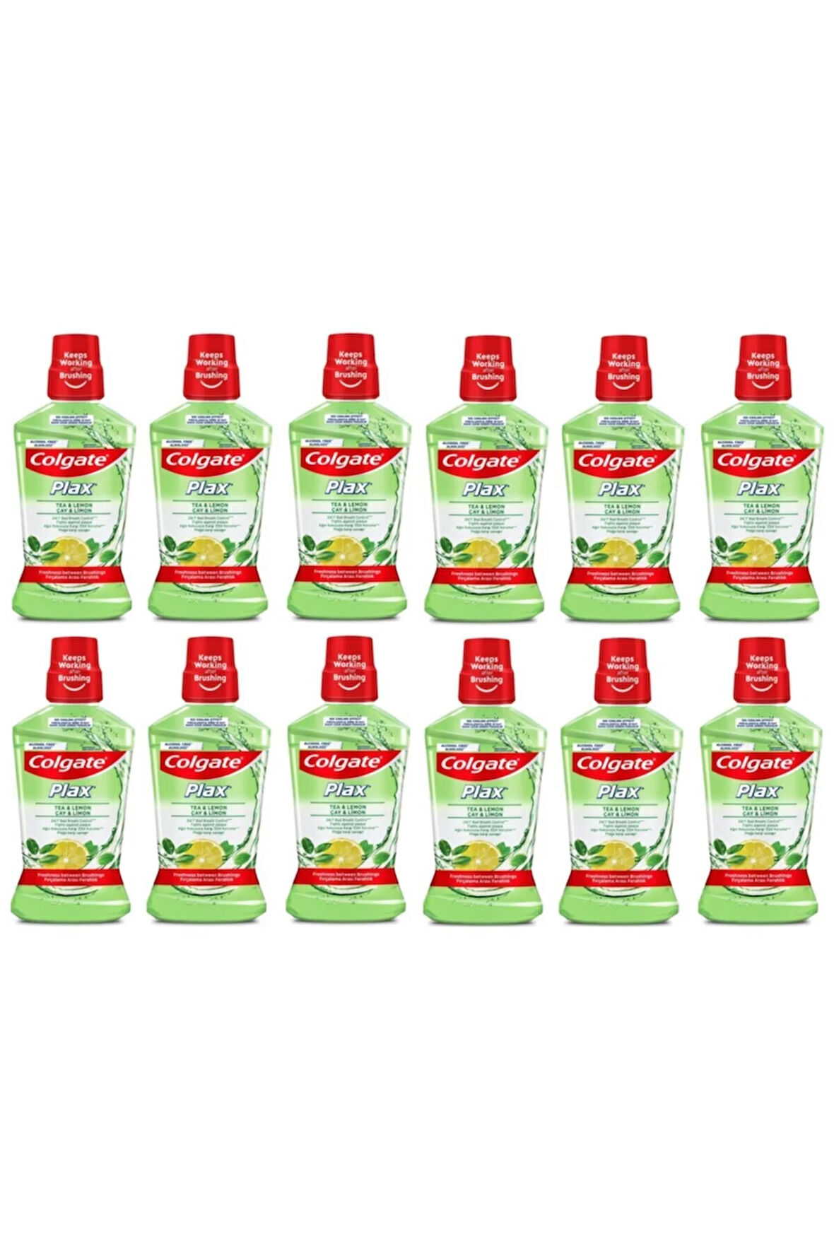 Colgate Plax Çay Ve Limon Plağa Karşı Alkolsüz Ağız Bakım Suyu 500 Ml X 12 Adet