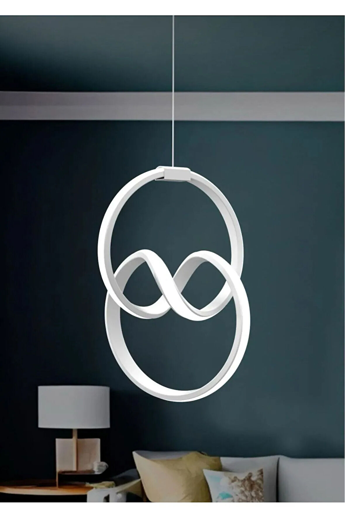 Modern Beyaz Kaplama Sarkıt Led Avize Oturma Odası Çocuk Odası Koridor Beyaz Işık