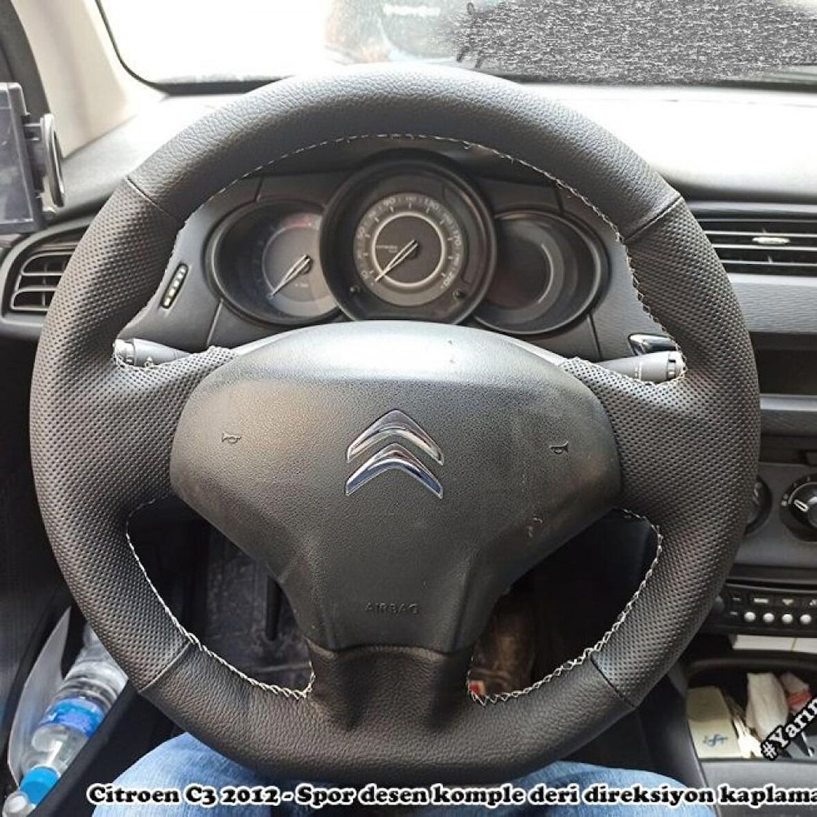 Citroen C3 2012 Araca Özel Direksiyon Kılıfı (Noktalı Düz)