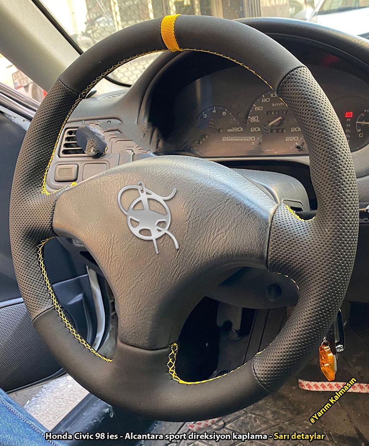 Honda Civic 1998 İes Araca Özel Direksiyon Kılıfı (Noktalı Nubuk Yüzüklü)