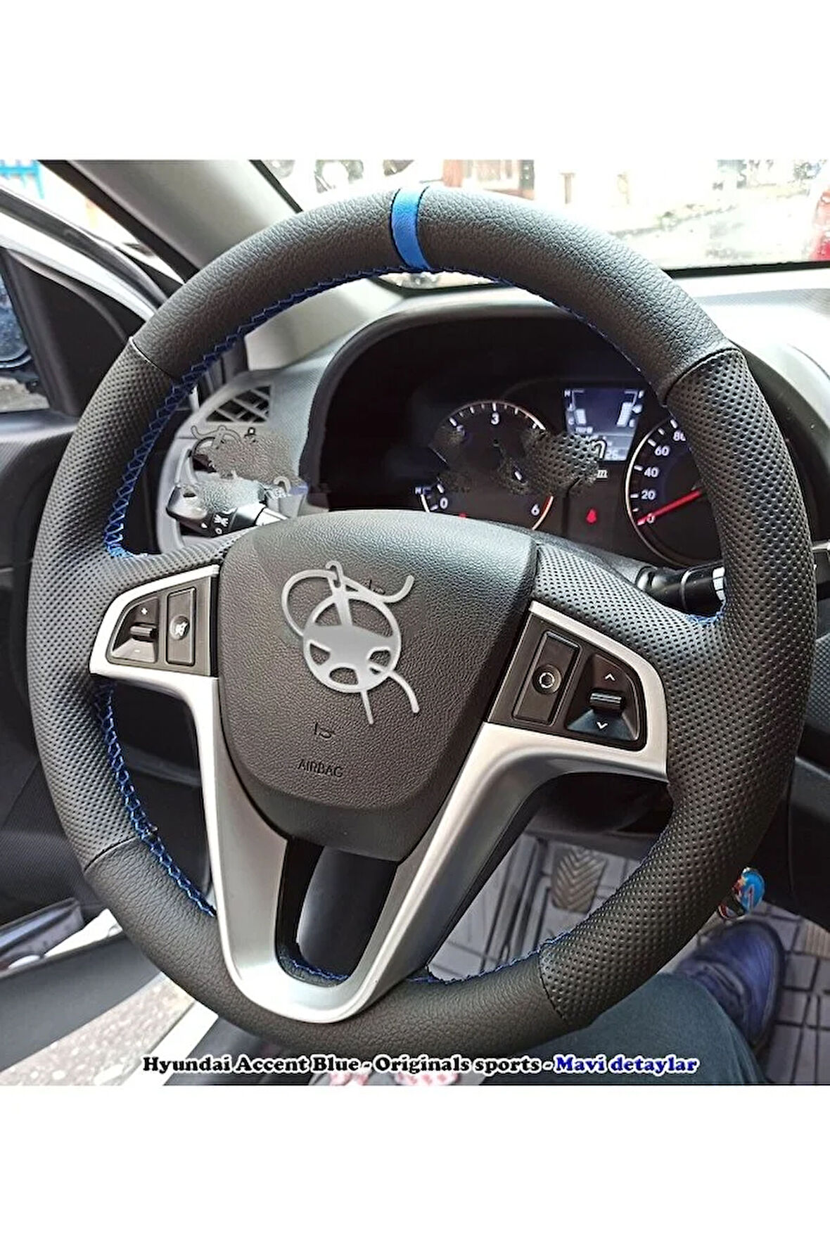 Hyundai Accent Blue Araca Özel Direksiyon Kılıfı (noktalı Düz Yüzüklü)
