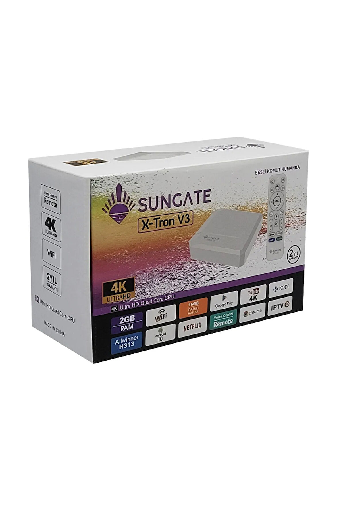 SUNGATE V-TRON V3 Ses Komutlu 4K Ultra HD ANDROİD BOX Wifi