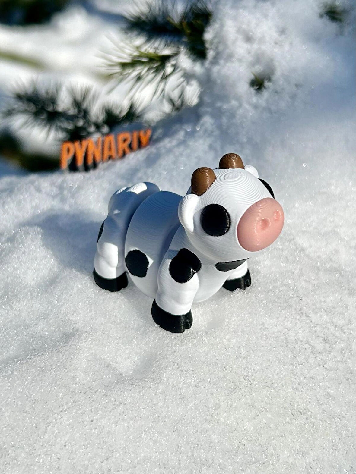 İnek Oyuncak -Siyah Beyaz Mucize  Gökkuşağı İneği 🐄🌈 3D Hareketli Organik Model -Orta Boy