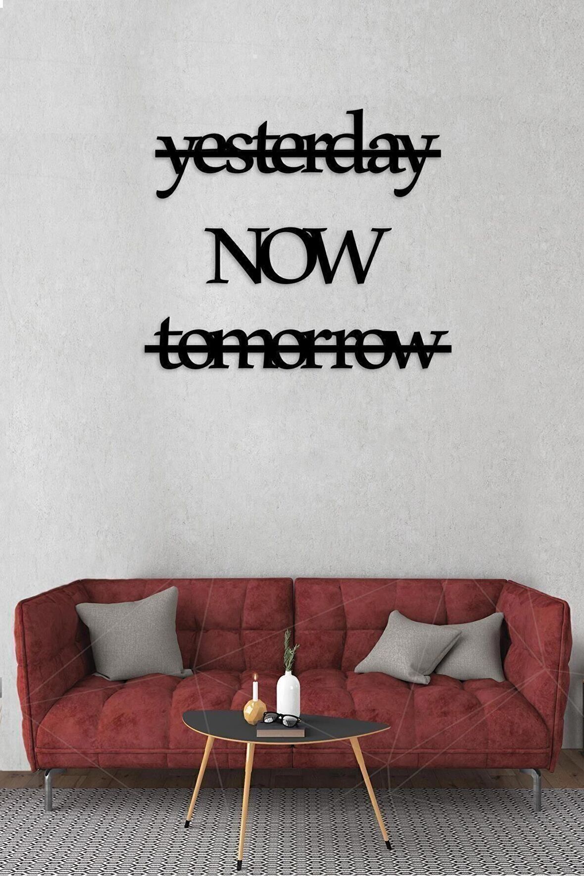 Ingilizce Zaman Harfli Ahşap Mdf Dekoratif Tablo – Dekoratif Duvar Yazısı – Yesterday Now Tomorrow
