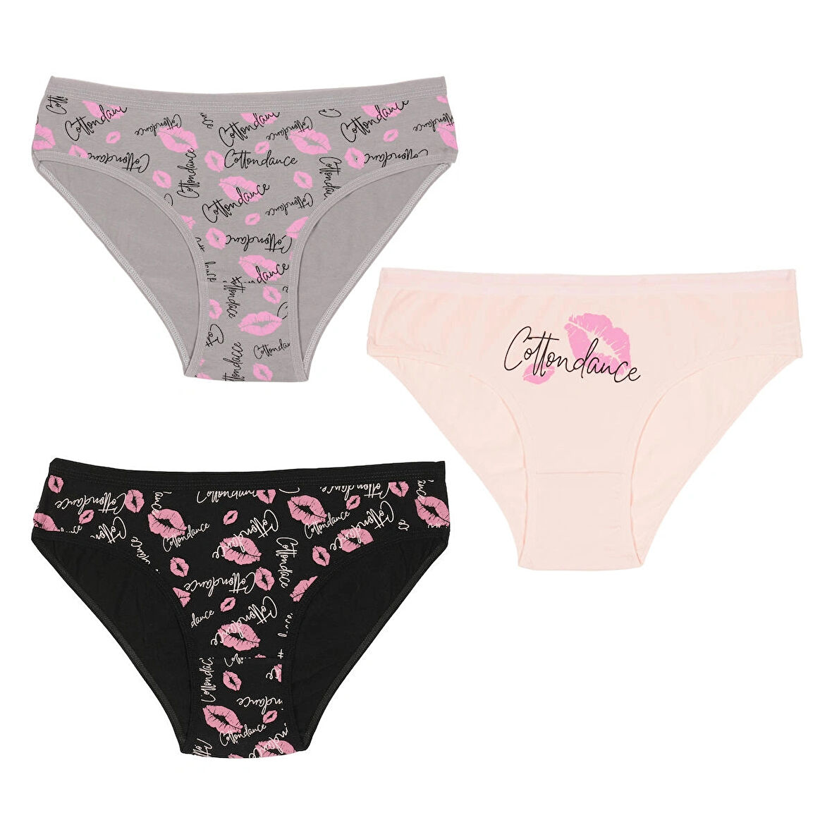 Pamuklu Elastan Kadın Külot 3’lü Paket Klasik Kesim Penye Kumaş Desenli