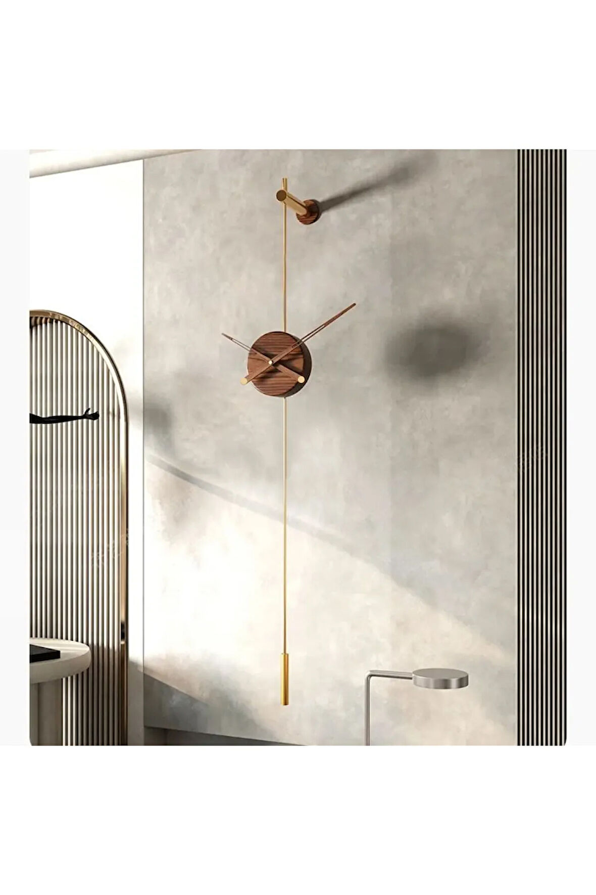 Camsız Ahşap Metal Gravity Metal Duvar Saati , Modern Dekoratif Duvar Saati