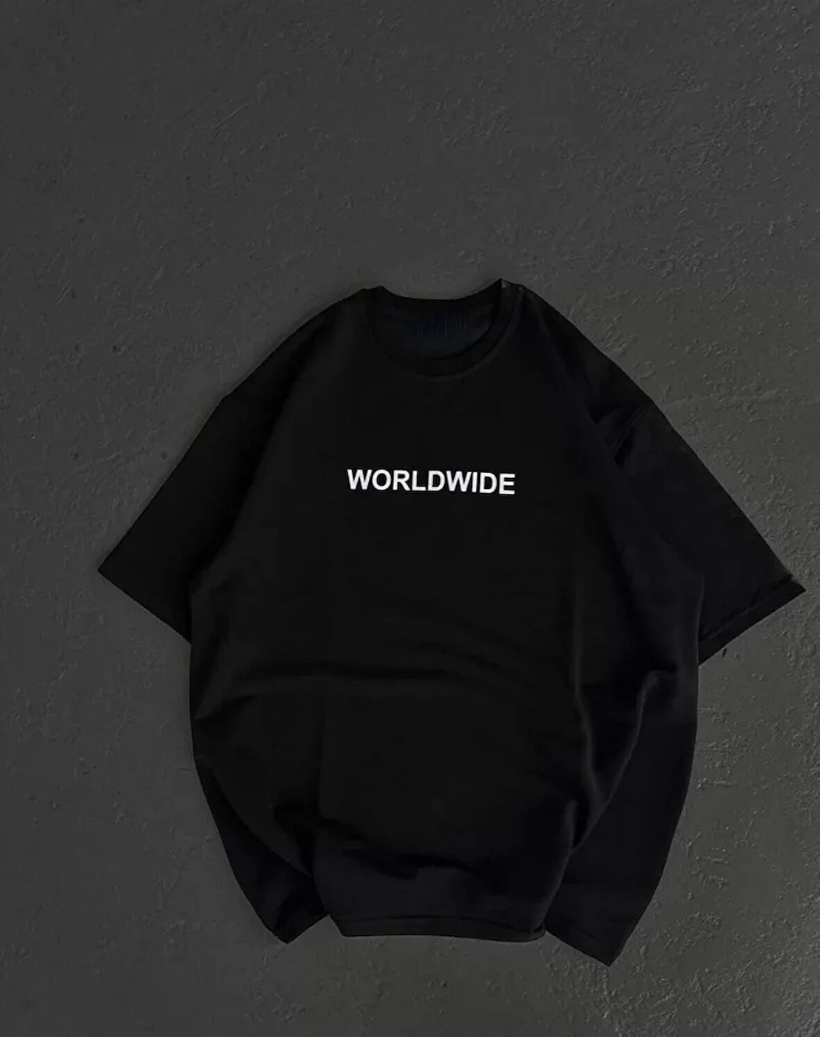 Modavera Unisex Bisiklet Yaka Baskılı Oversize T-Shirt - Siyah