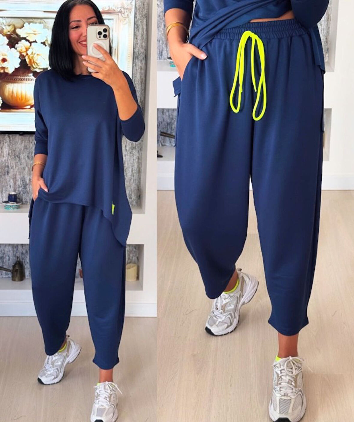 Modavera Kadın Iki Iplik Viskon Pamuk Kumaş Arma Detaylı Ikili Takım