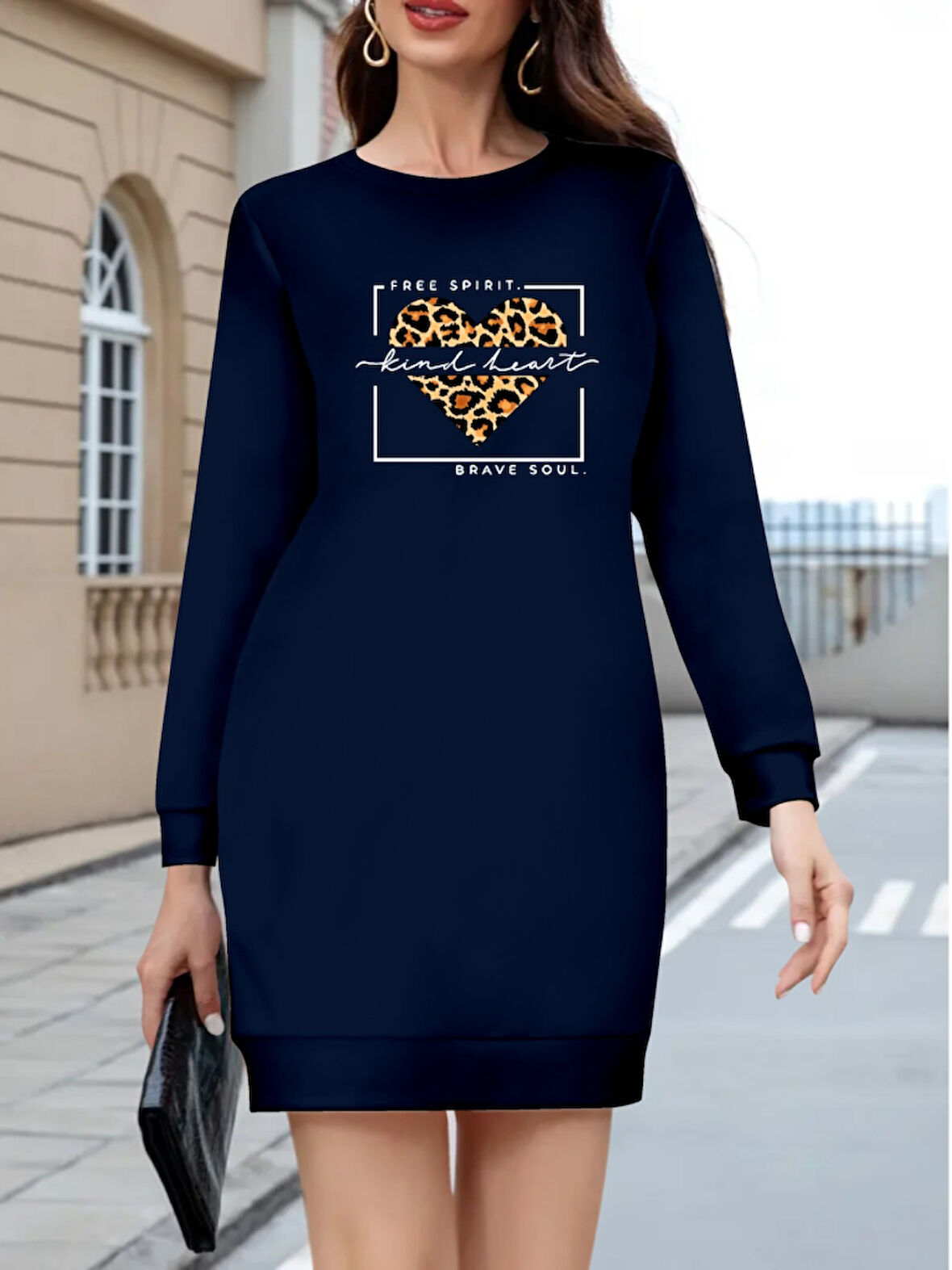 Modavera Kadın Uzun Kollu Bisiklet Yaka Desenli Viskon Iki Iplik Bluz