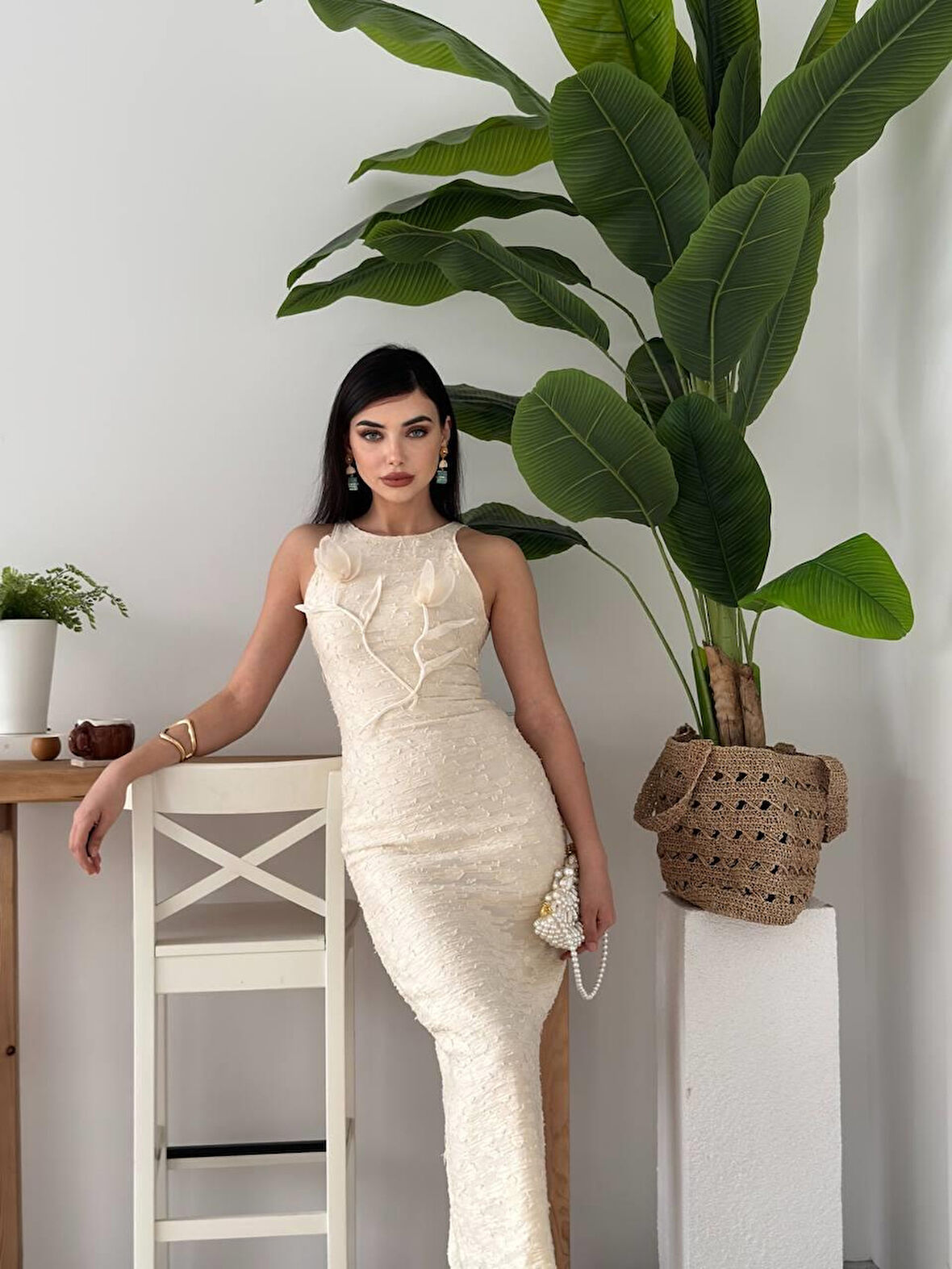 Modavera Lers Çiçek Detaylı Elbise