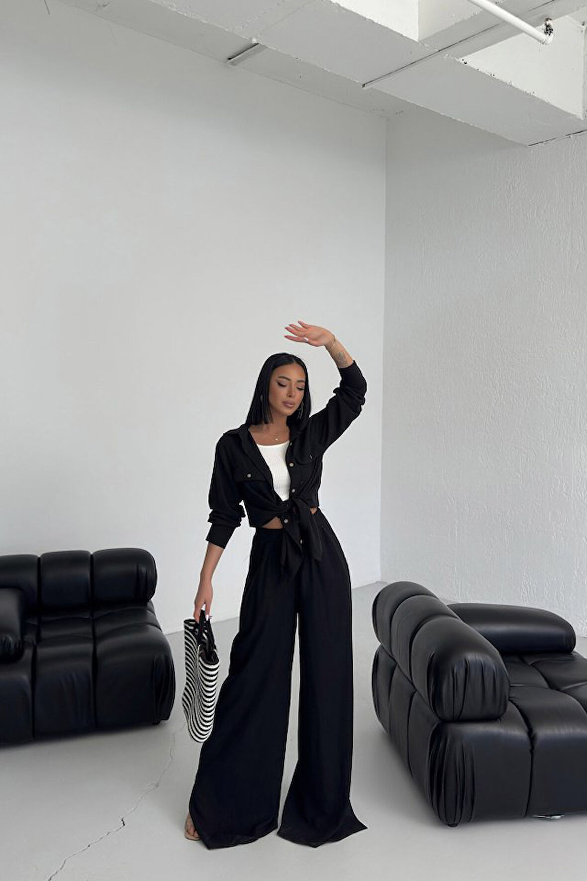 Modavera Düğmeli̇ Cepli̇ Keten İki̇li̇ Takim