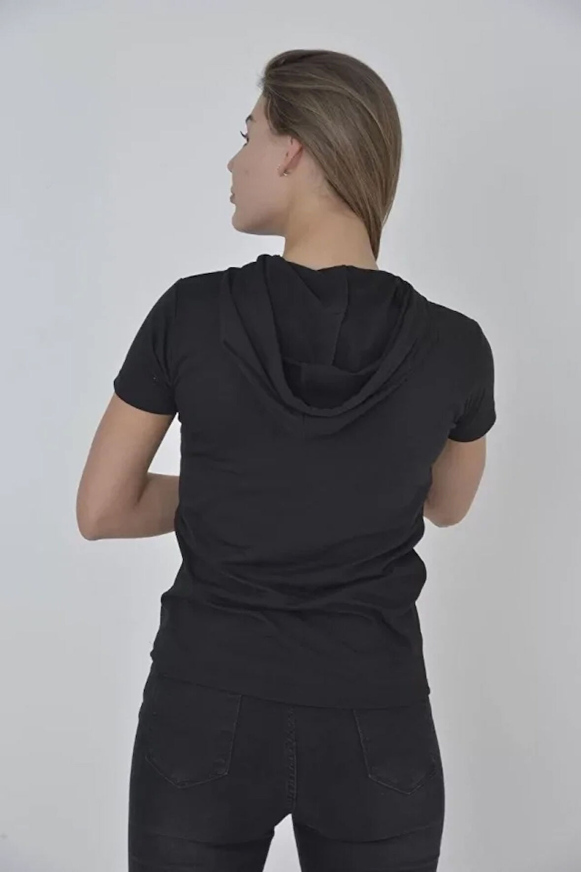 Modavera Kapşonlu Slim Fit T-shirt - Siyah