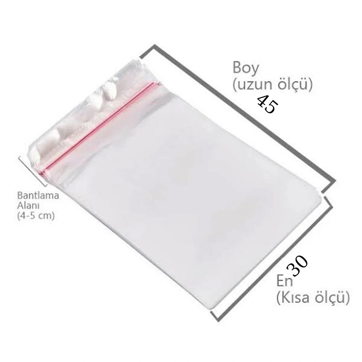 30x45 Bantlı Poşet Şeffaf 1000 Adet