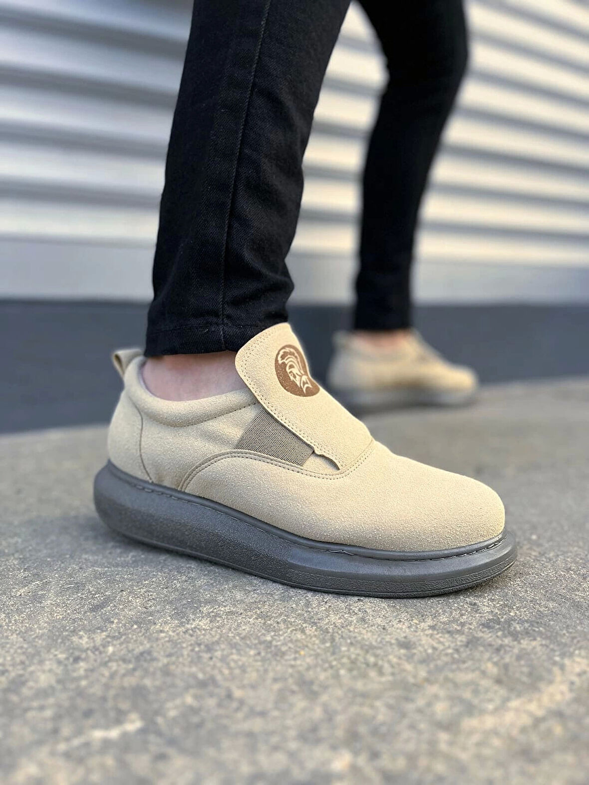 Slw161 Hippo Bağcıksız Süet Erkek Günlük Sneaker Ayakkabı Sgt - Bej
