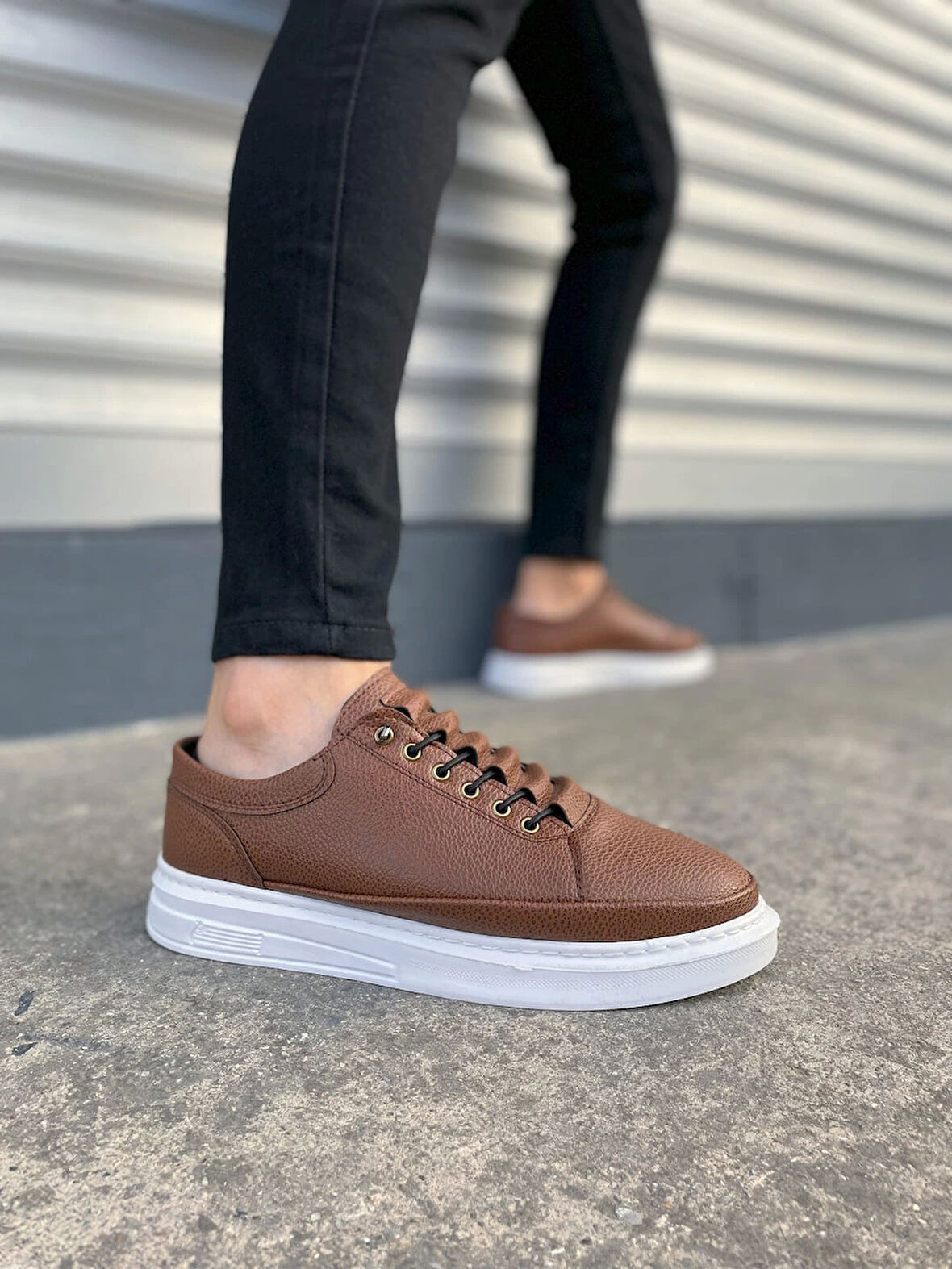 Tb0535 Prime Bağcıklı Cilt Erkek Günlük Sneaker Ayakkabı Cbt - Taba