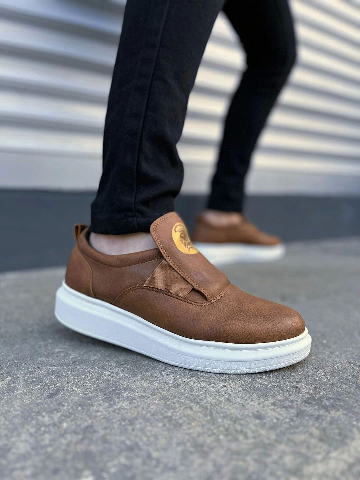 Tb161 Hippo Bağcıksız Cilt Erkek Günlük Sneaker Ayakkabı Cbt - Taba