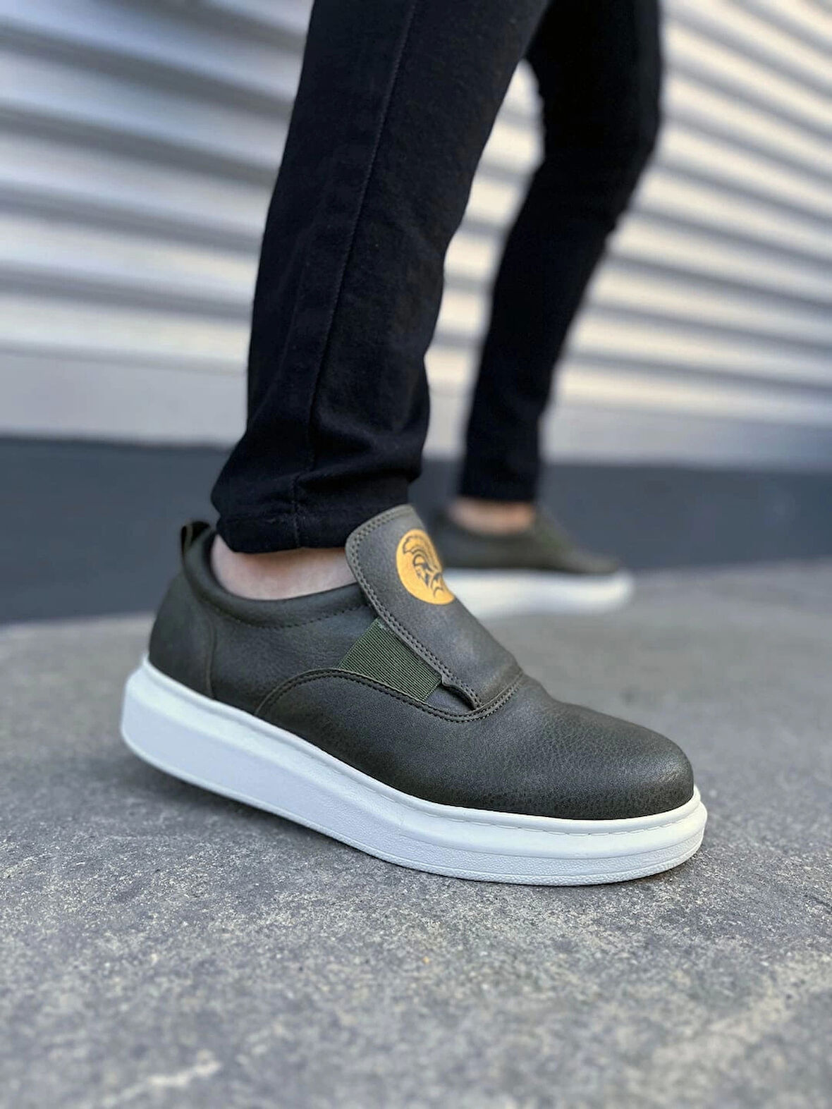 Tb161 Hippo Bağcıksız Cilt Erkek Günlük Sneaker Ayakkabı Cbt - Haki