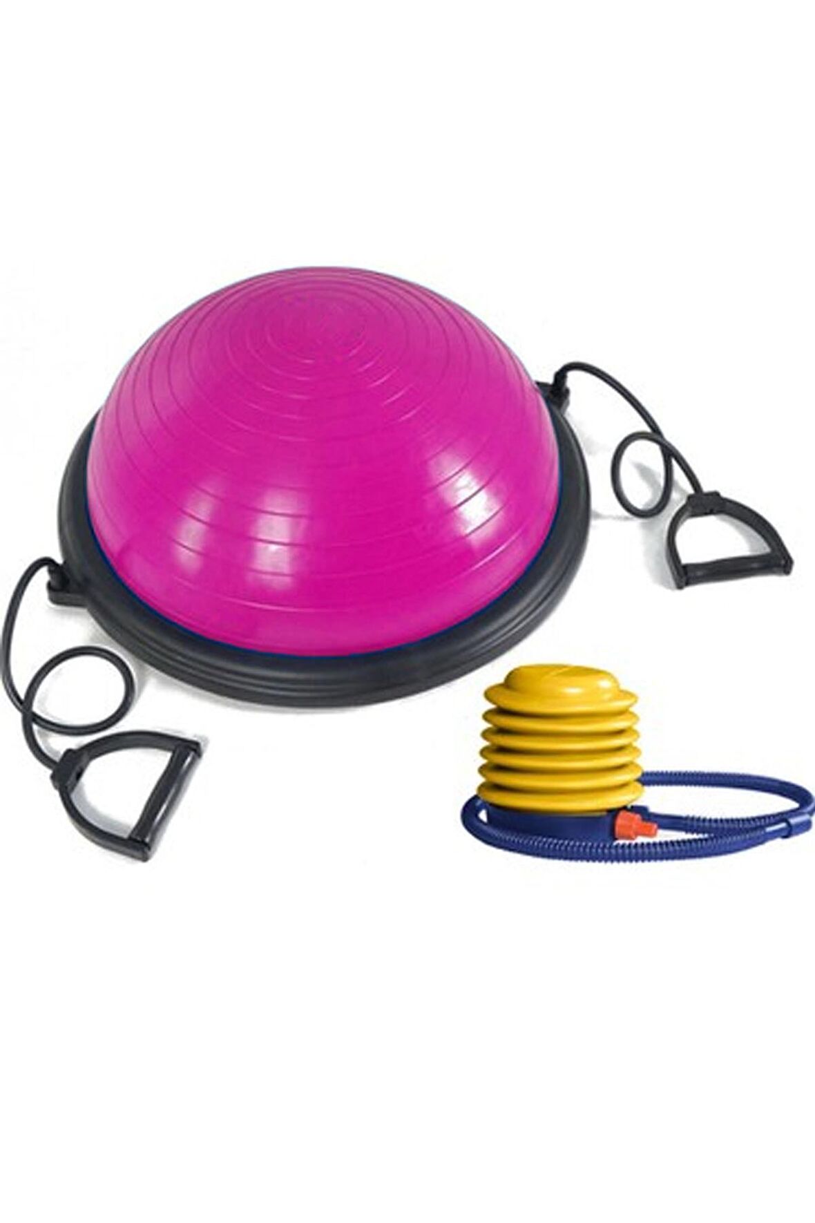 Bosu Topu Çekme Direnç Lastikli Bosu Ball Denge Egzeriz Ve Pilates Topu + Pompa Bosuball Pembe