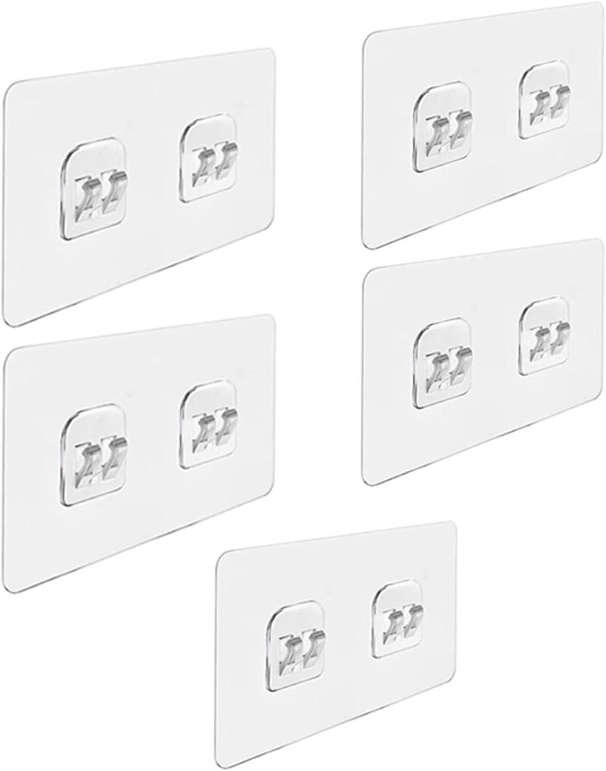 Microcase Güçlü Plastik Yapışkanlı Suya Dayanıklı Çift Başlı Banyo Mutfak Eşya Taşıma Raf Askılığı 5 Adet - Şeffaf AL4270