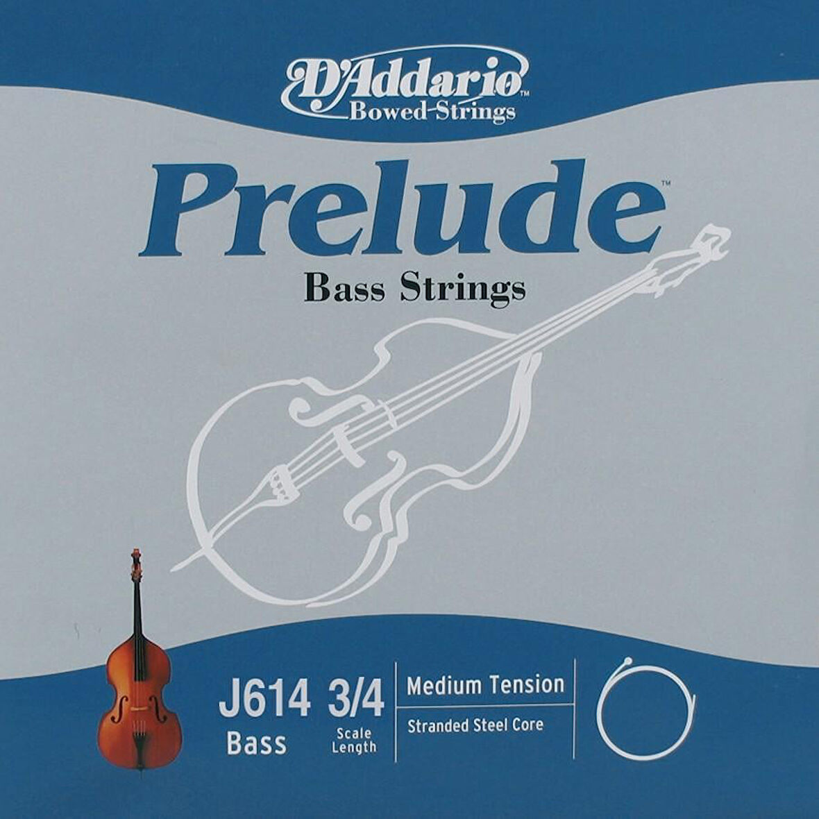 DADDARIO J614 KONTRABAS TEK TEL, 3/4, PRELUDE, E-(Mİ), MEDIUM