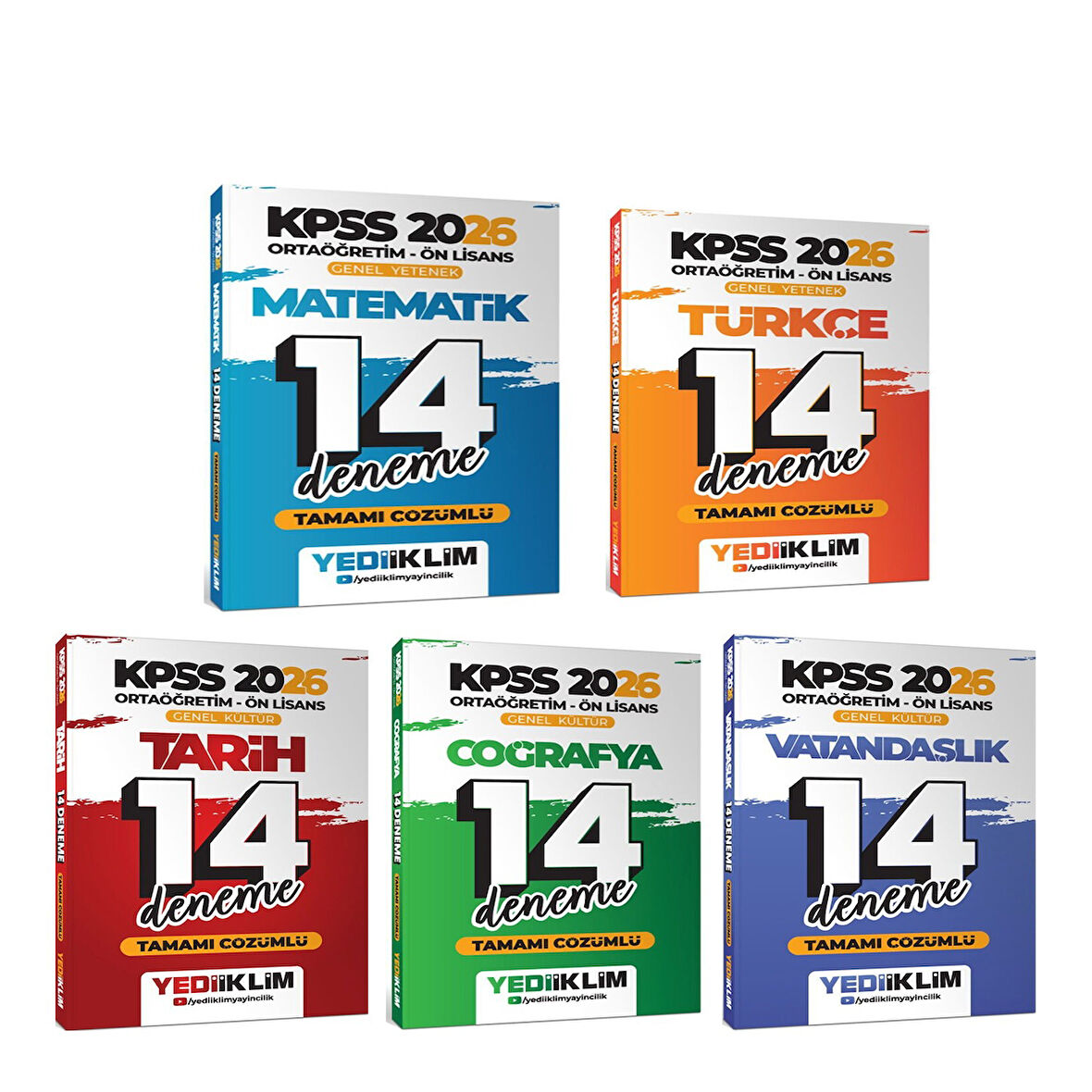 Yediiklim 2026 KPSS Ortaöğretim Ön Lisans 14 Deneme Seti 5 Kitap