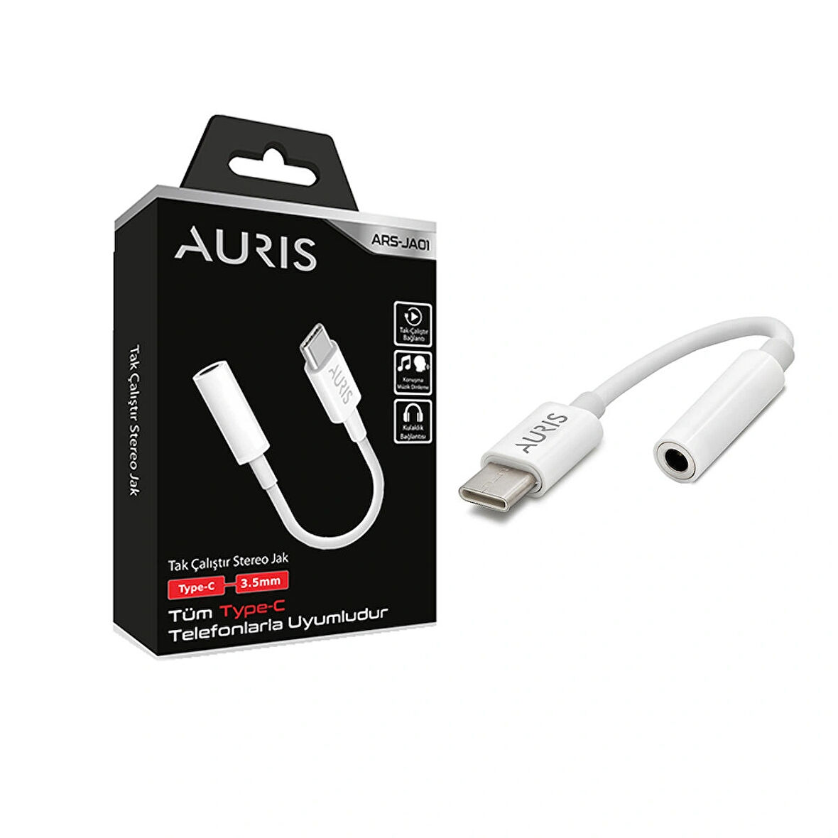 Auris ARS-JA01 Type-C to 3.5mm Stereo Jak Dönüştürücü Adaptör