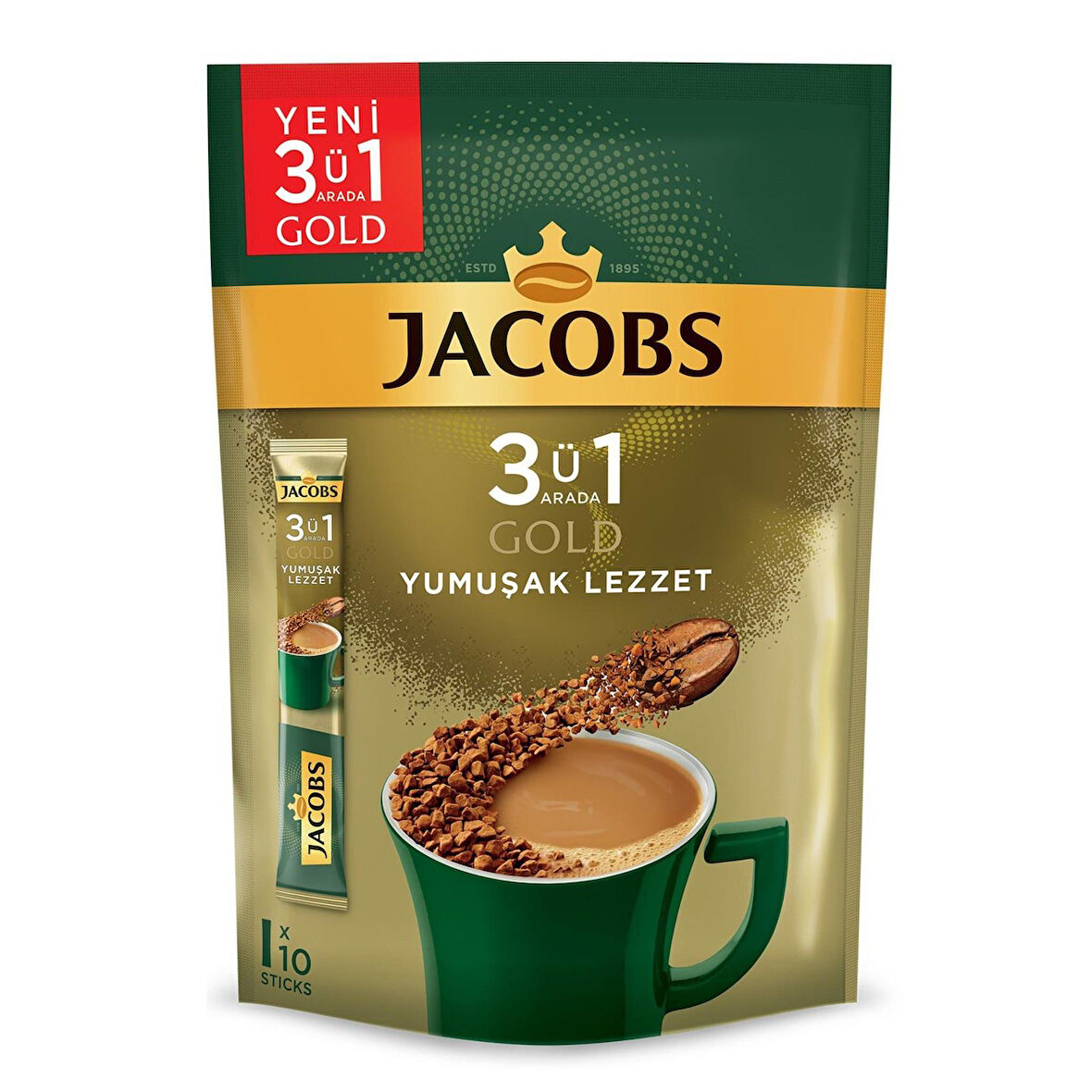 Jacobs 3Ü1 Arada Gold Yumuşak Lezzet Kahve 18 Gr X 10 Adet