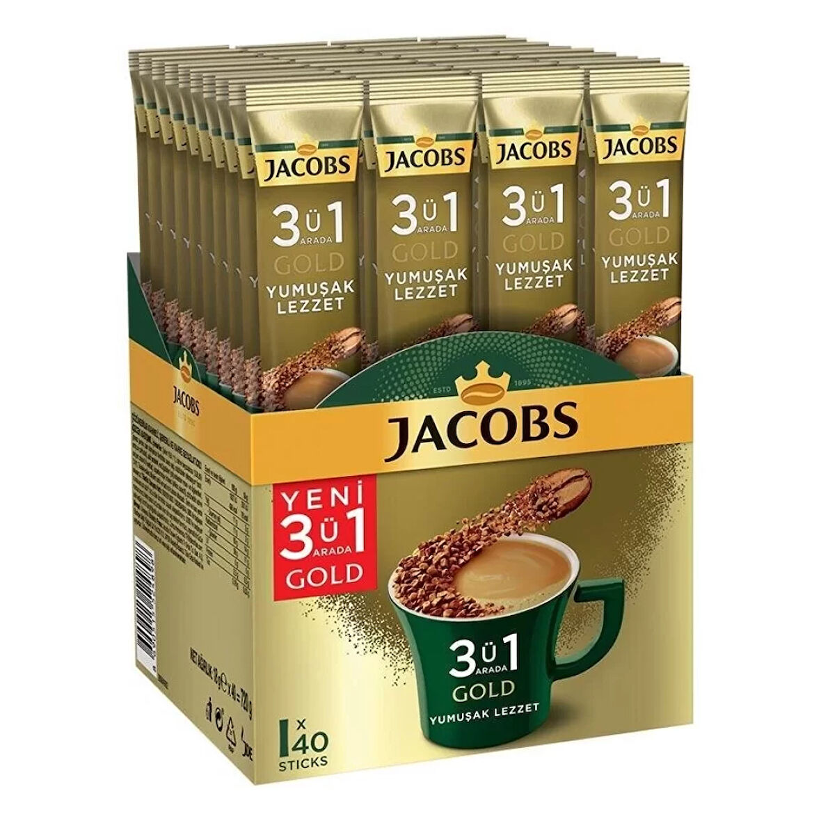 Jacobs 3Ü1 Arada Gold Yumuşak Lezzet Kahve 18 Gr X 40 Adet