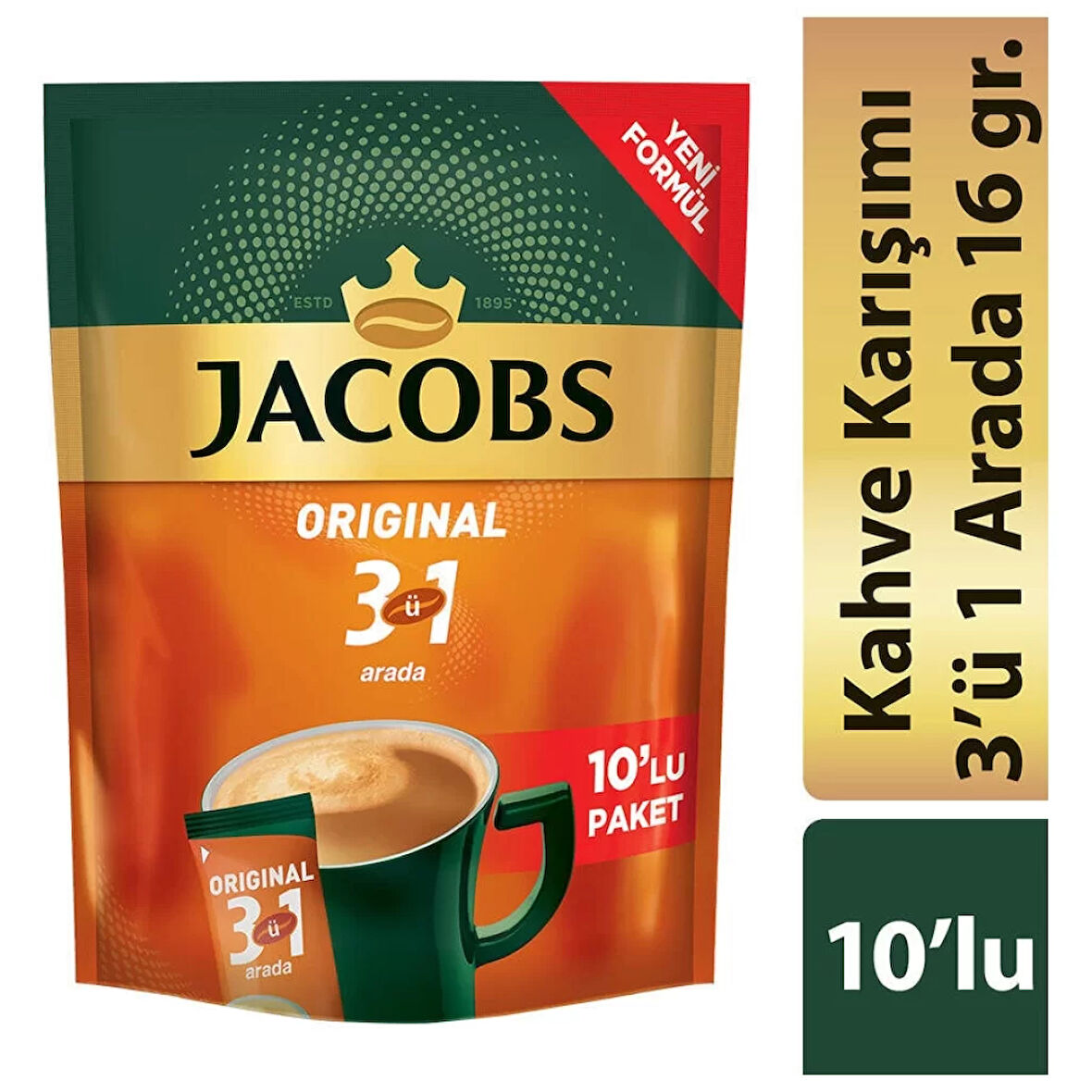 Jacobs 3Ü1 Arada Orijinal Kahve 16 Gr X 10 Adet