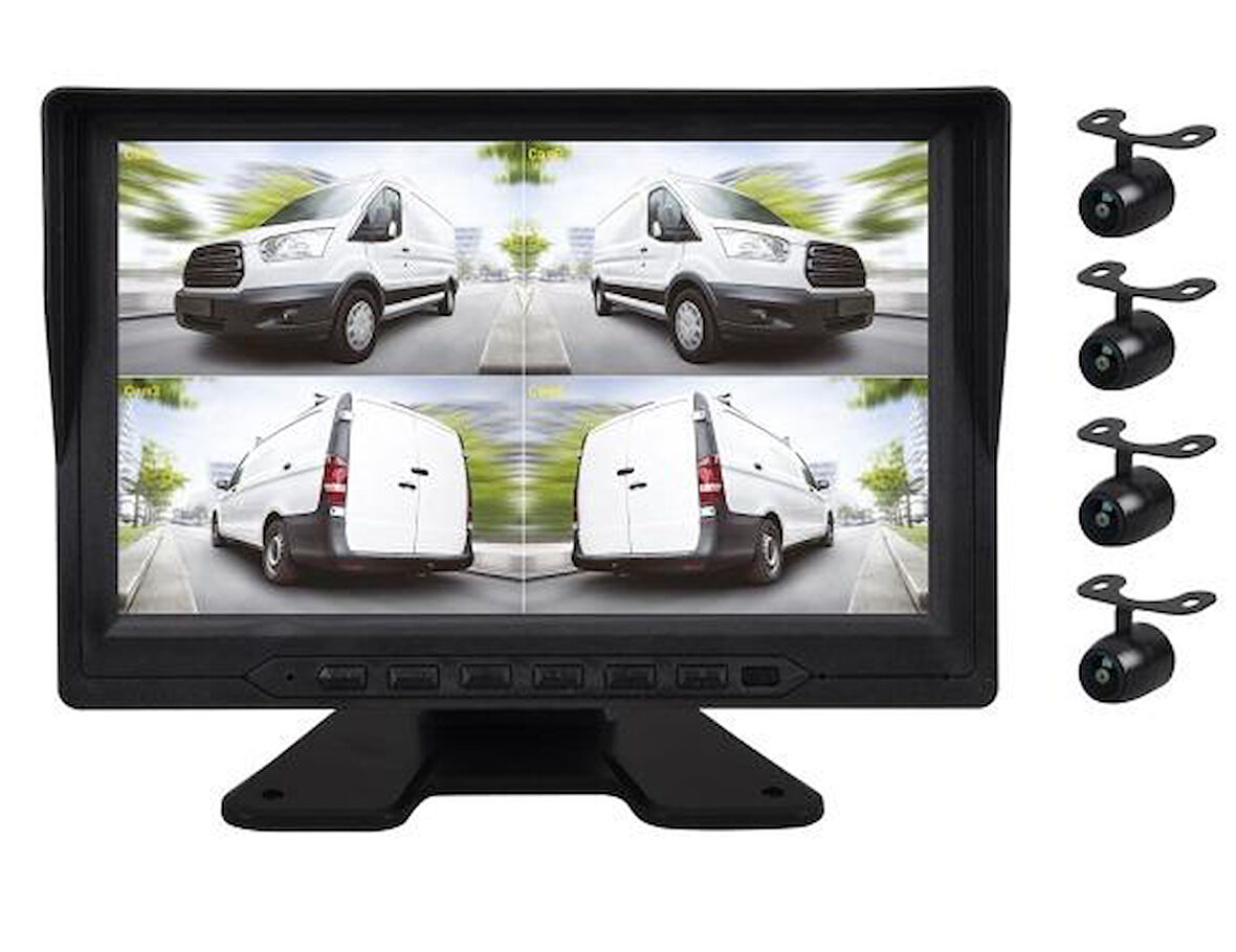 TÜM ARAÇLARA UYGUN 4 KAMERALI 9'' EKRAN DVR KAYIT ÖZELLİKLİ KAMERA SİSTEMİ JAMESON JSD-904
