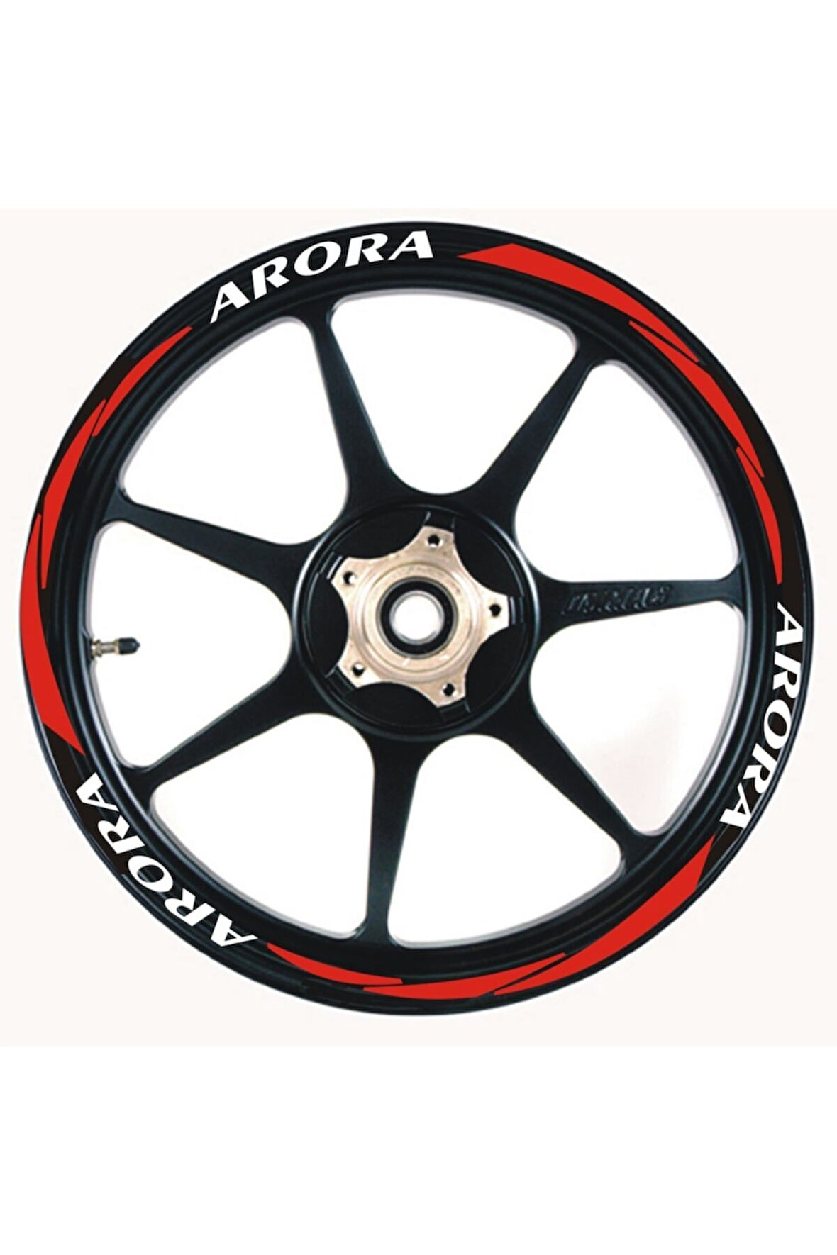 Motosiklet Jant Şeridi Arora Uyumlu Beyaz-Kırmızı Sağ-Sol/Ön-Arka