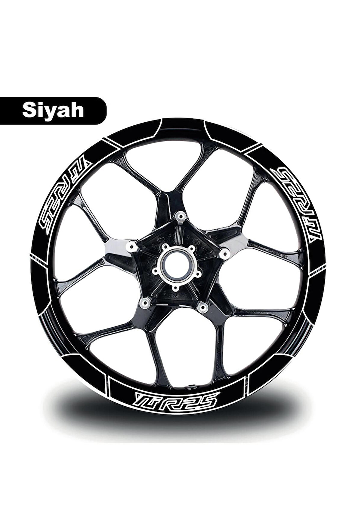 Siyah Yamaha YZF R25 Geniş Jant Sticker Etiket Modeli