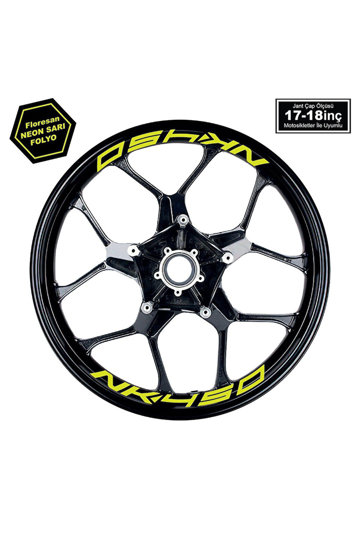 Neon Yeşil (Sarı) CFMOTO 450NK Yazılı 8 Li Jant İçi Yazı Sticker