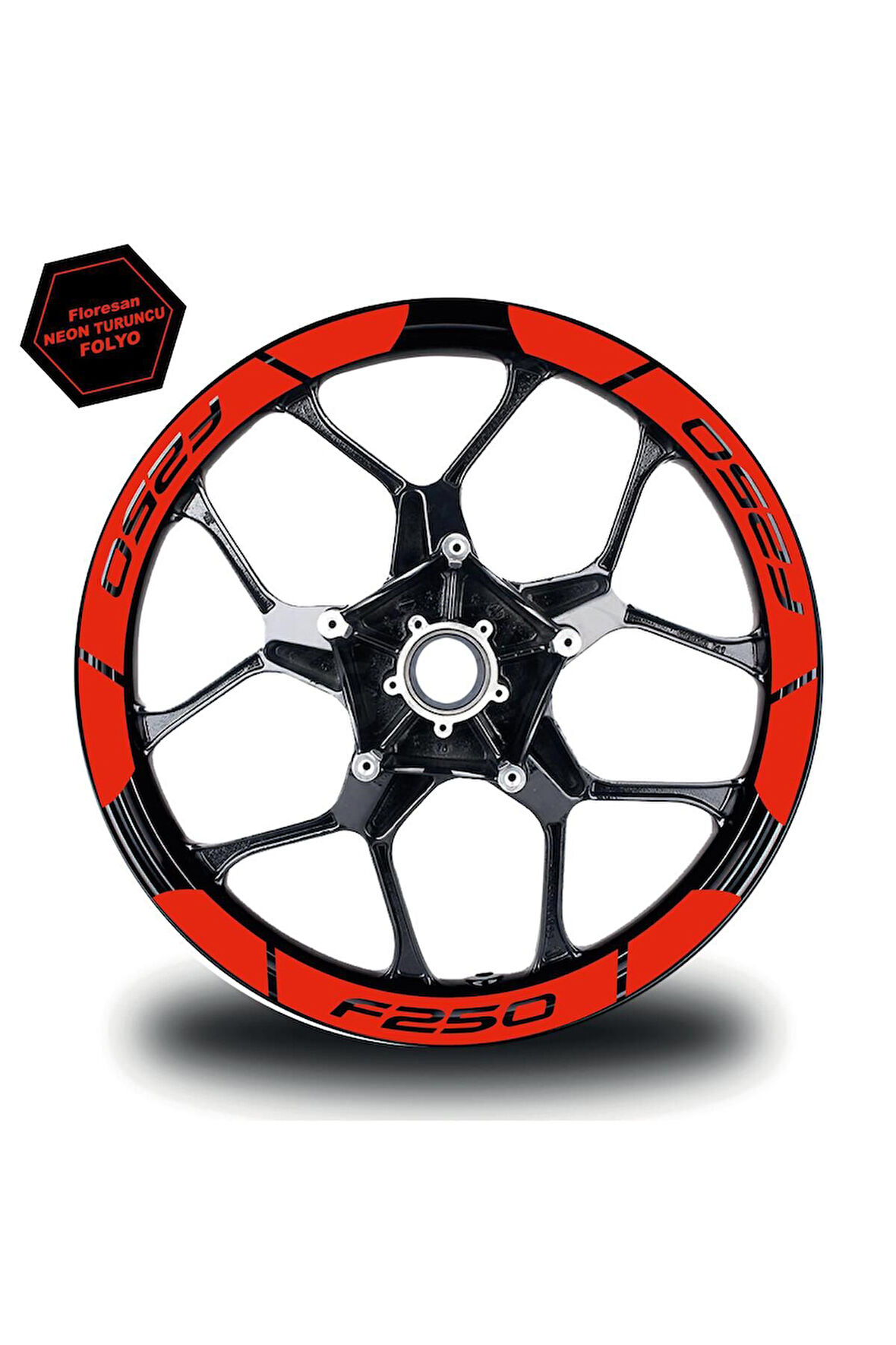 Neon Turuncu Bajaj F250 Geniş Jant Sticker Etiket Modeli