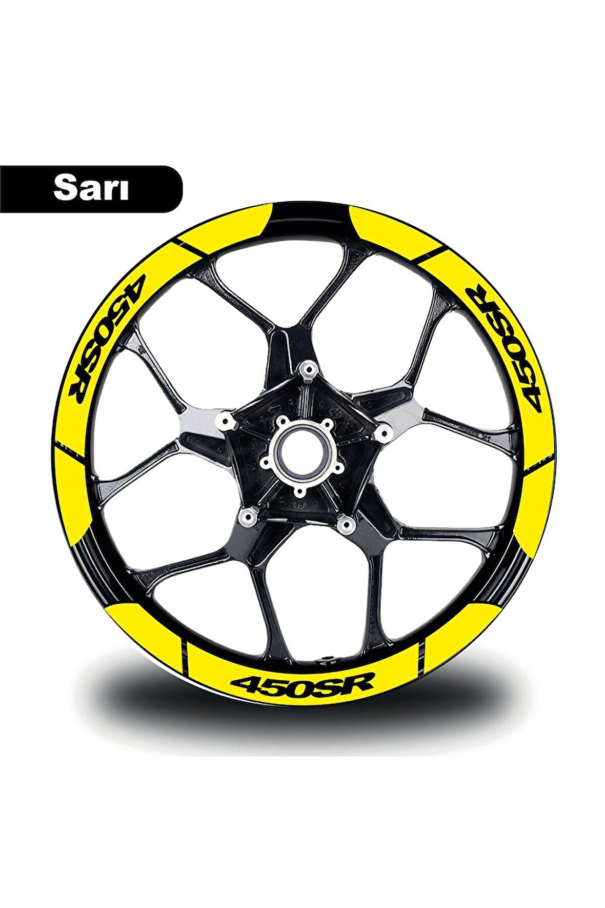 Sarı Cf Moto 450 Sr Geniş Jant Sticker Etiket Modeli