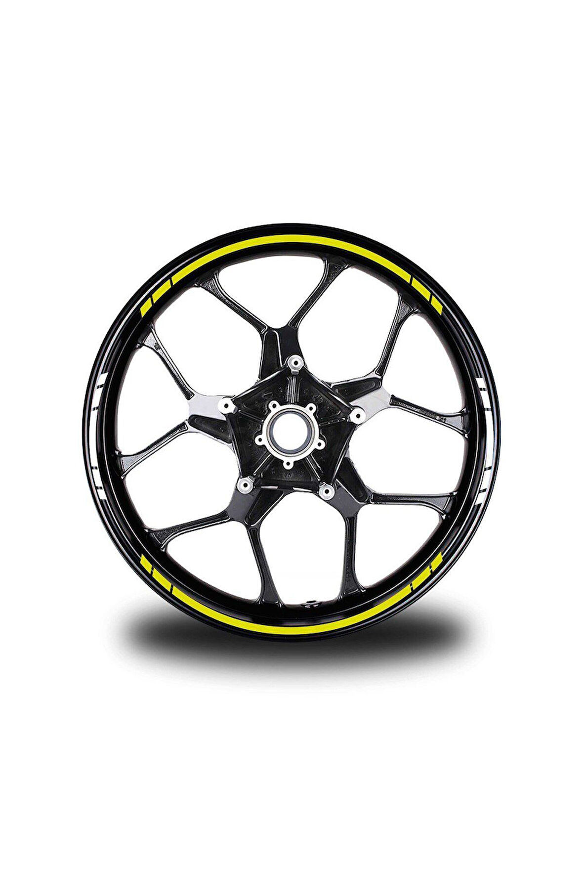 Yazısız Uzun Kısa Kesikli Çift Renk 16'lı Jant Sticker Modeli