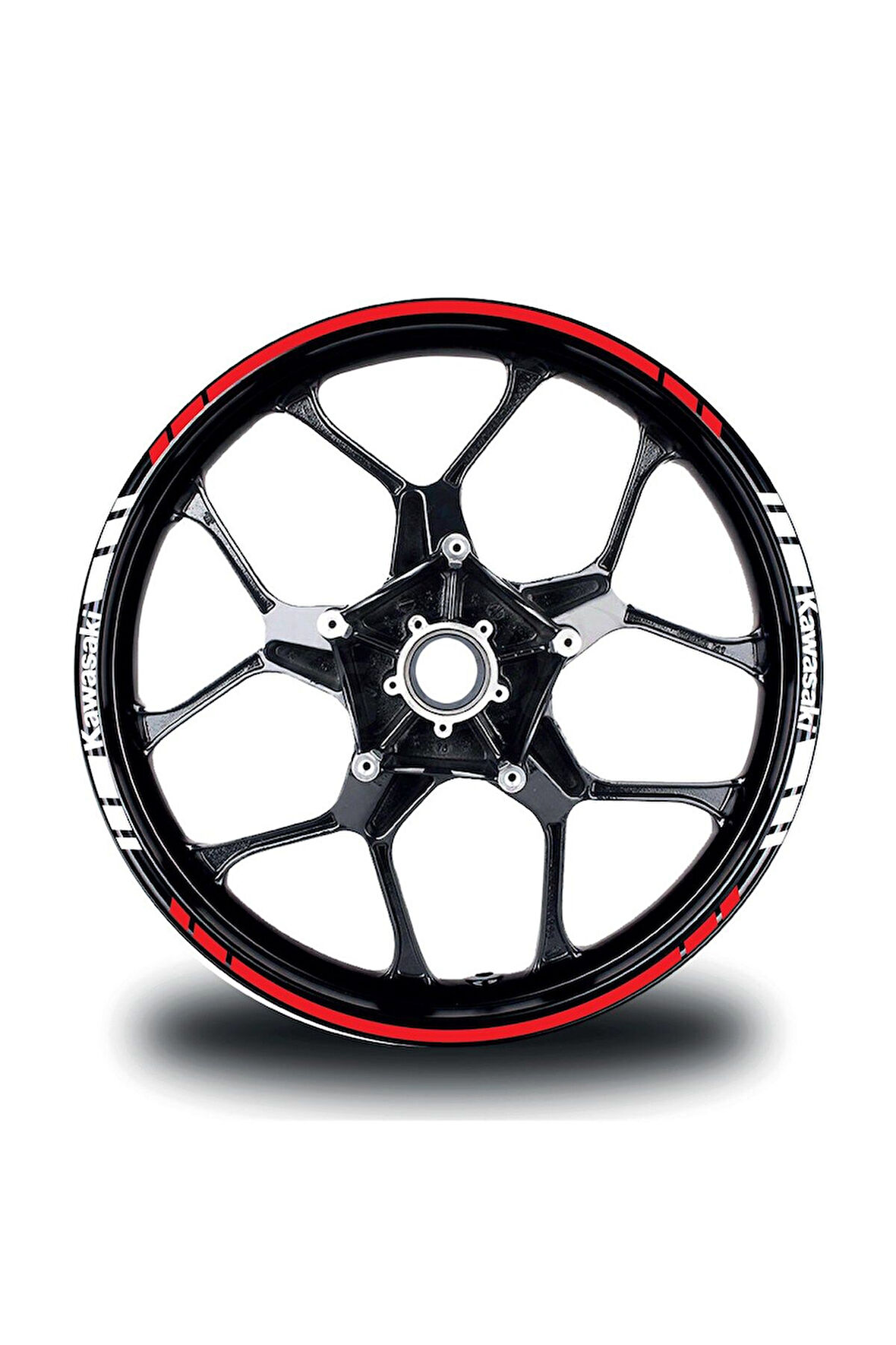 Kawasakı Yazılı Kısa Yazısız Uzun Dış Şerit 16'lı Çift Renk Jant Sticker Modeli