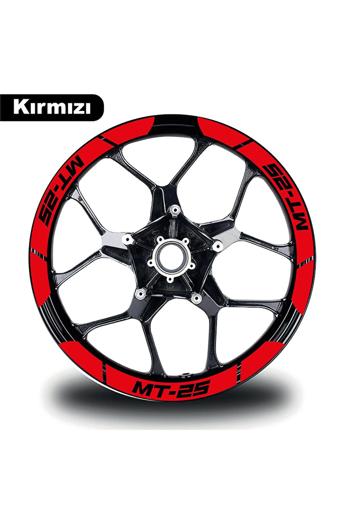 Kırmızı Yamaha MT-25 Geniş Jant Sticker Etiket Modeli