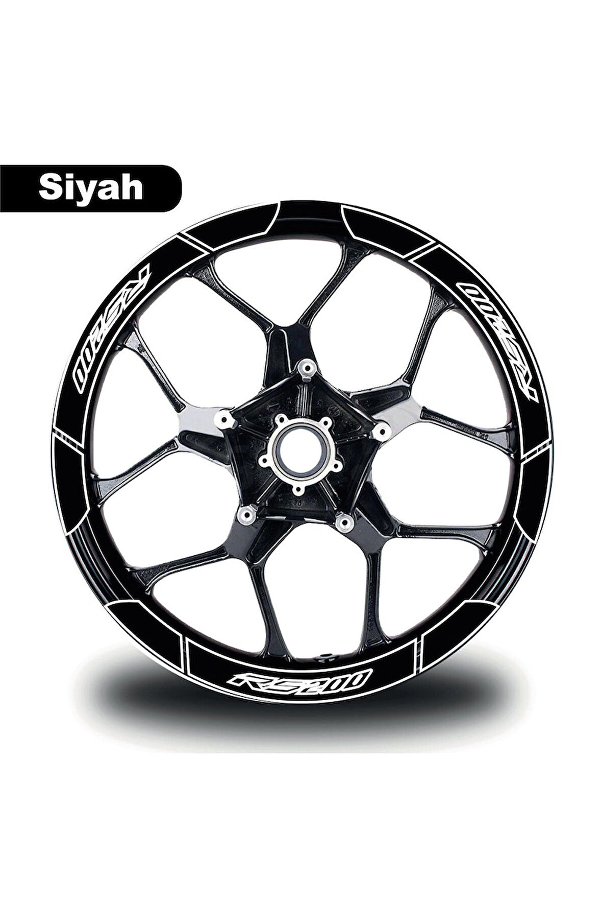 Siyah Bajaj Pulsar RS200 Geniş Jant Sticker Etiket Modeli