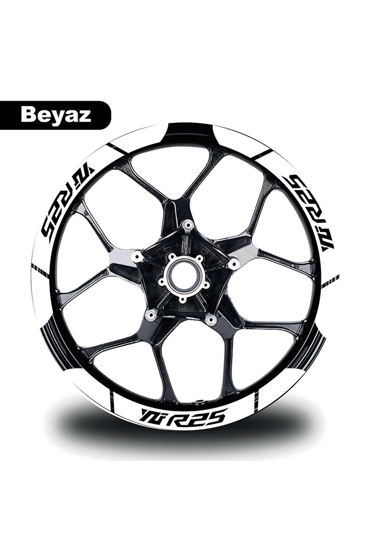Beyaz Yamaha YZF R25 Geniş Jant Sticker Etiket Modeli