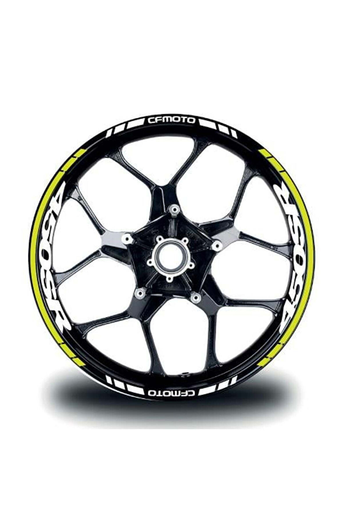 CFMOTO 450SR Sticker Jant İç & Dış Yazılı Etiket Modeli Neon Sarı - Beyaz