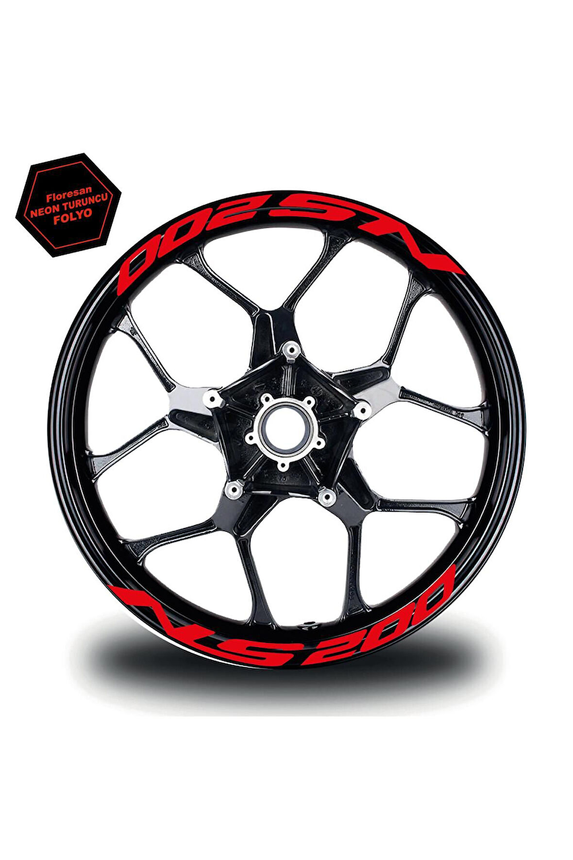 Bajaj Pulsar NS 200 Yazılı 8 Li Jant İçi Yazı Sticker Neon Turuncu
