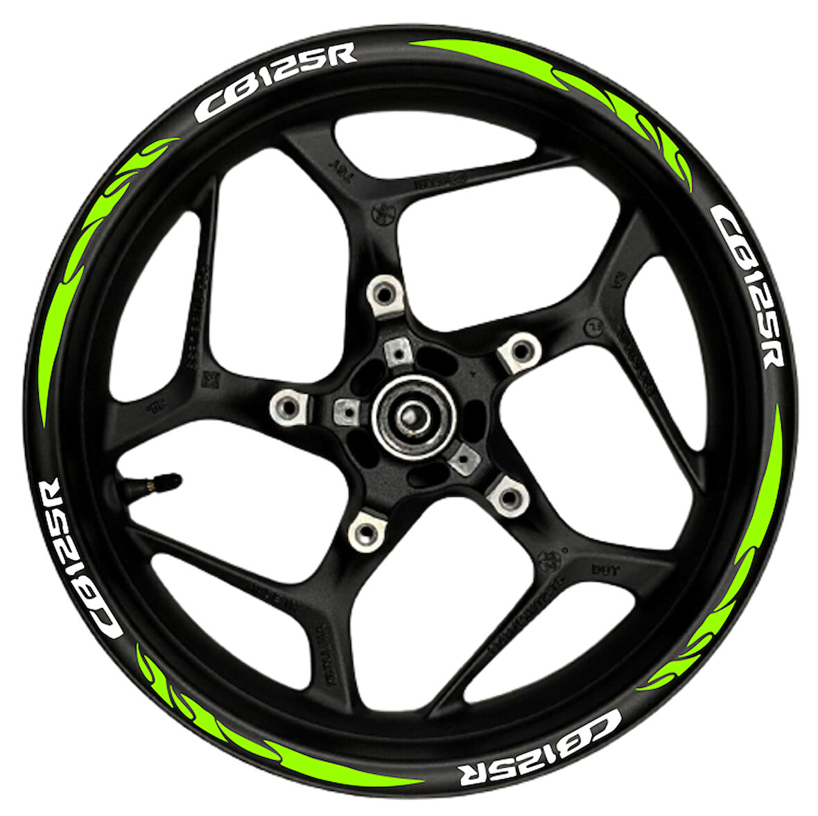 Motosiklet Jant Şeridi Cb125R Uyumlu Beyaz-Fıstık Yeşili (Neon) Sağ-Sol/Ön-Arka