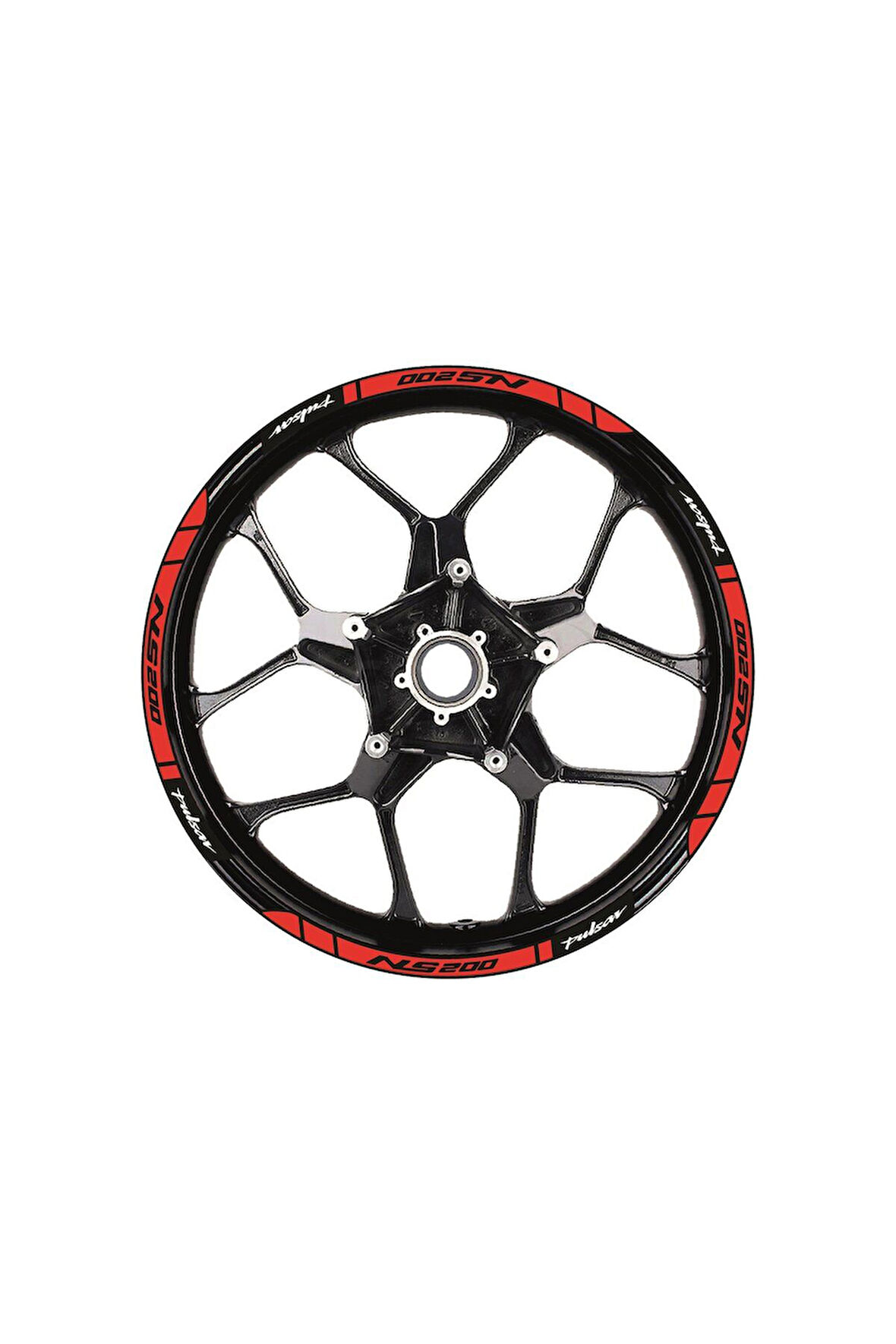 Bajaj Pulsar NS200 Baskılı Jant Dışı Şerit Motosiklet Sticker Etiket Modeli Kırmızı