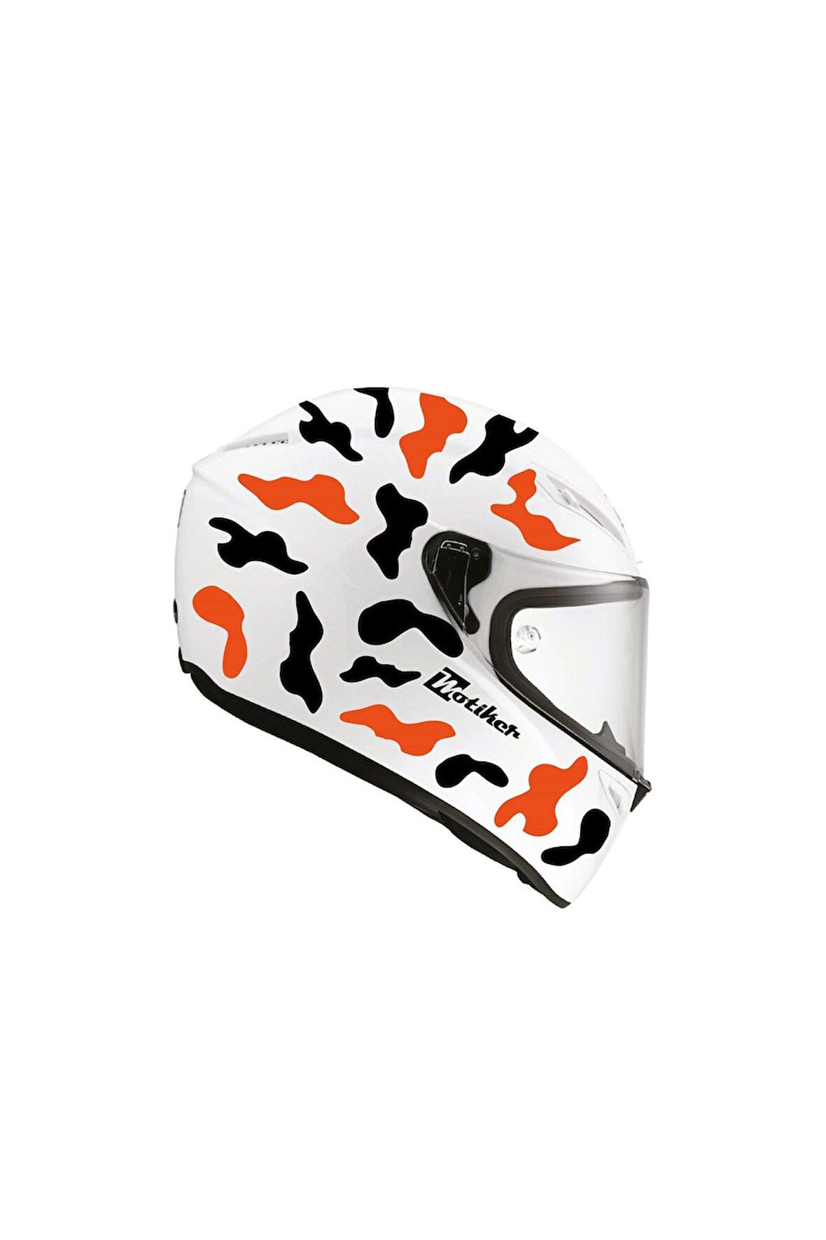 Siyah Neon Turuncu Kamuflaj Kask Sticker Modeli