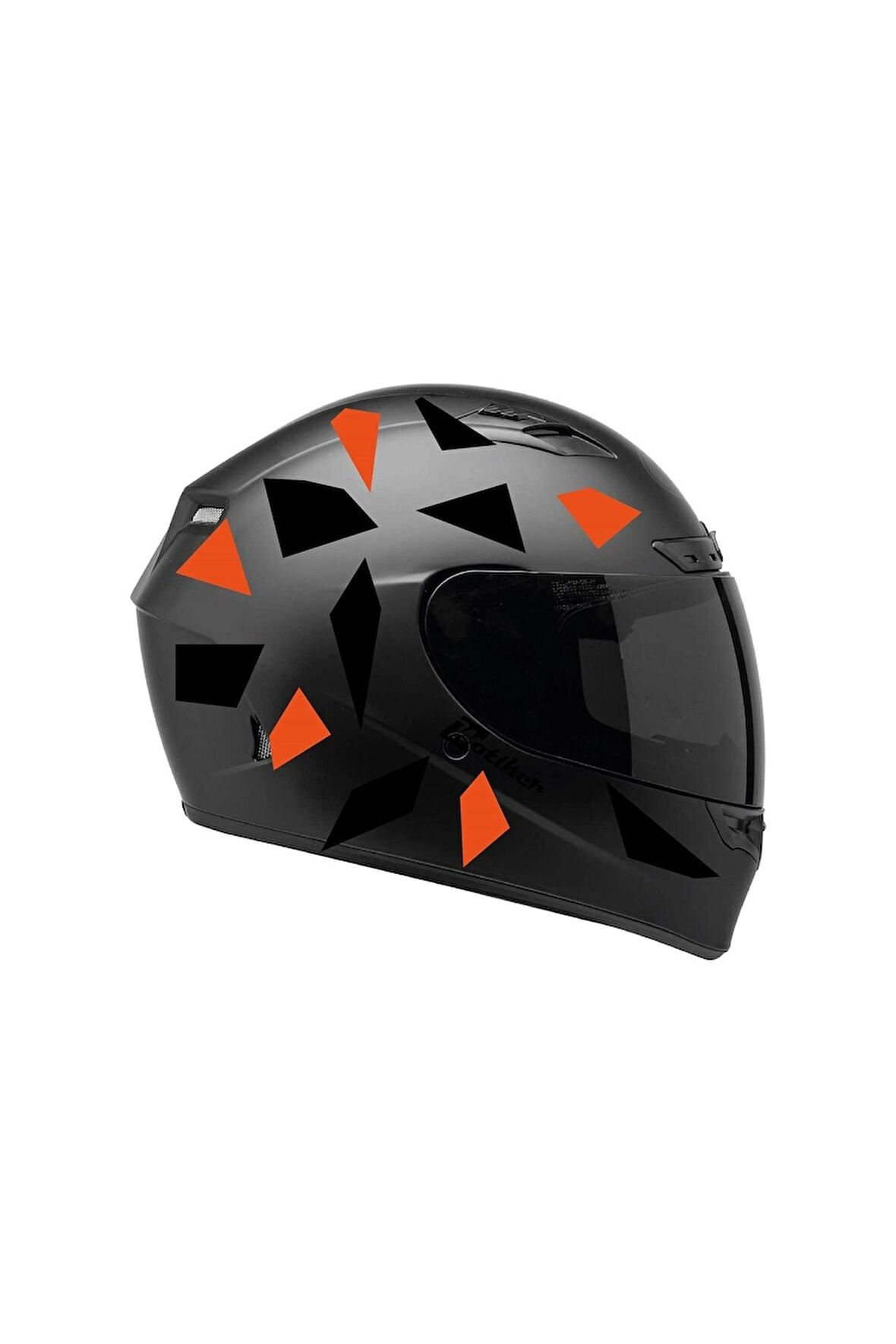 Kare Siyah Neon Turuncu Kamuflaj Kask Sticker Modeli