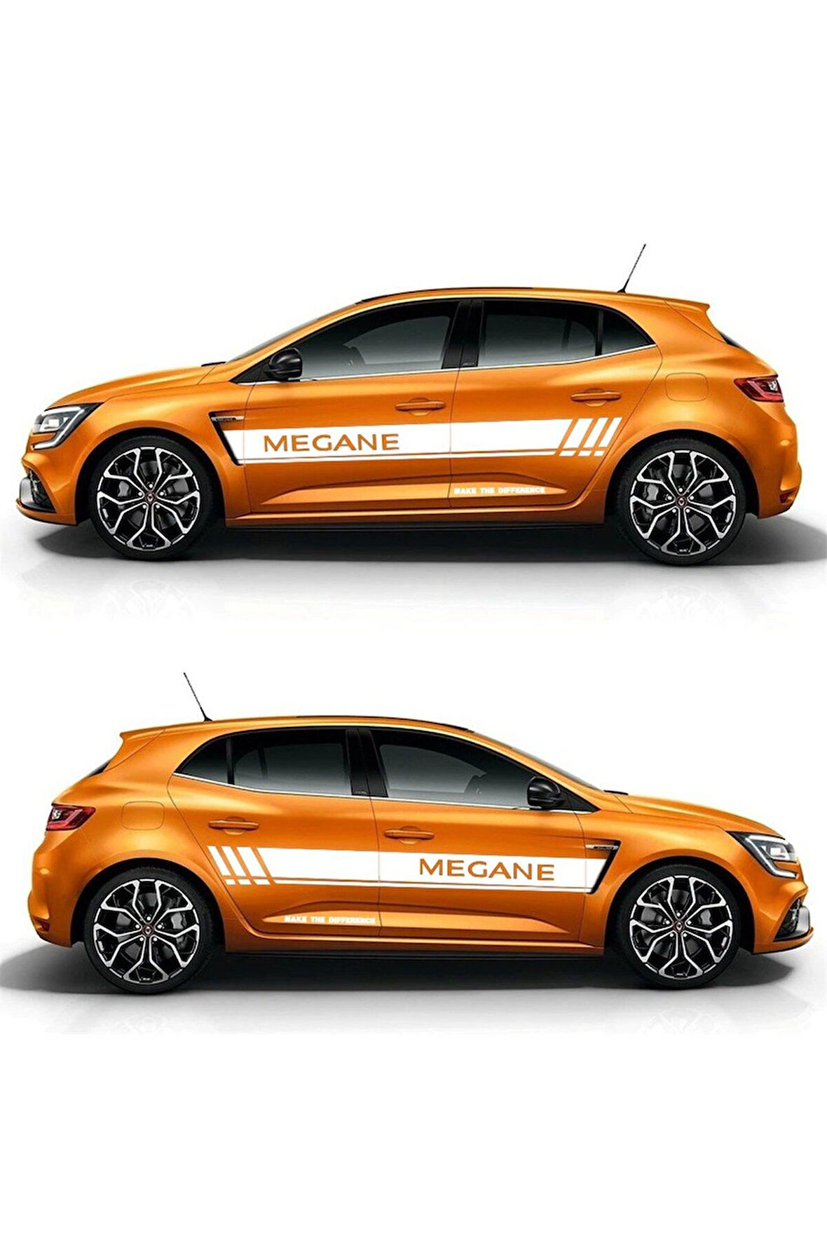 Renault Megane Yazılı Düz Şerit Yan Kapı Sticker Etiket Modeli